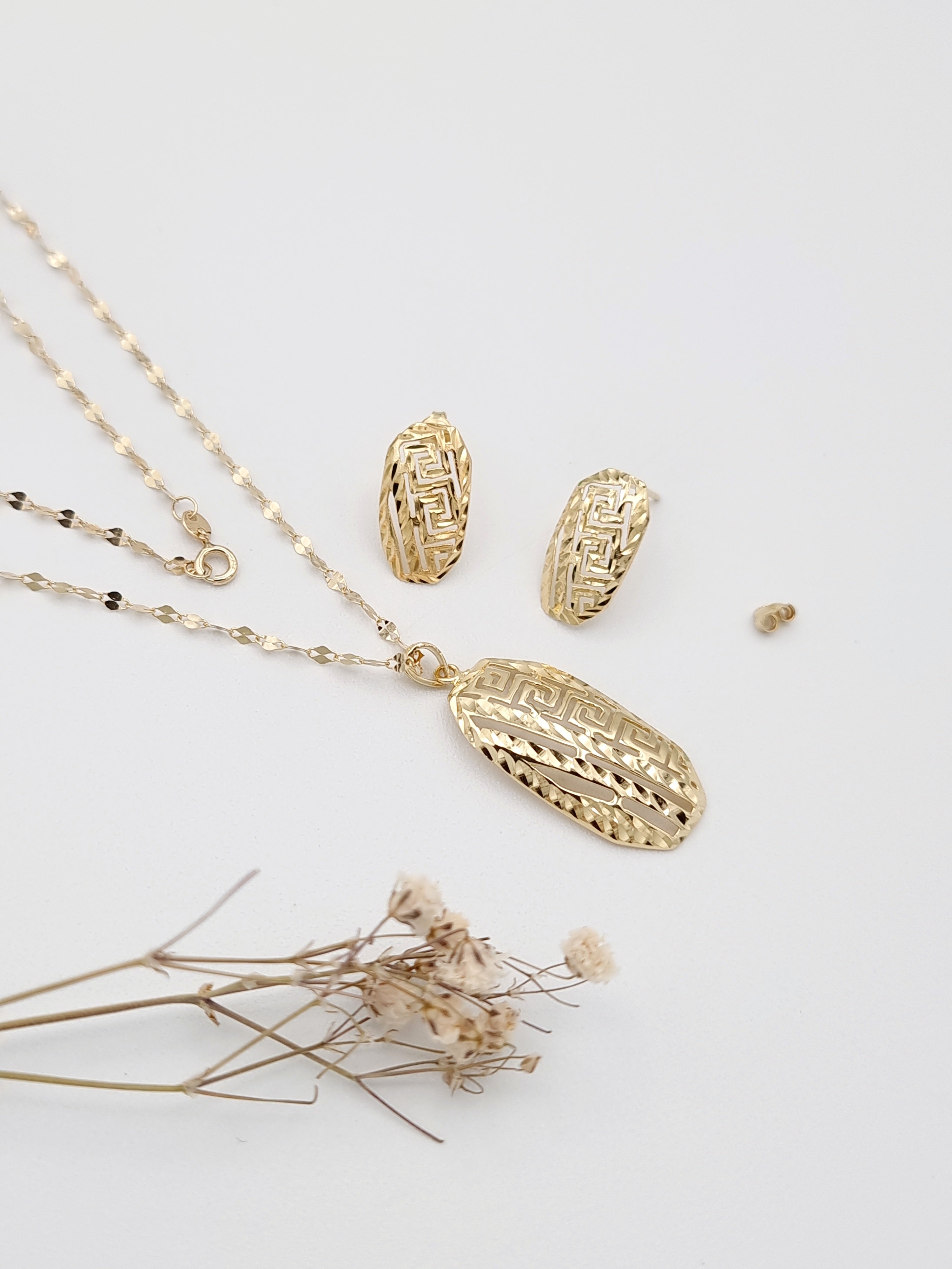 18K Pure Gold Nail Design Jewelry Set