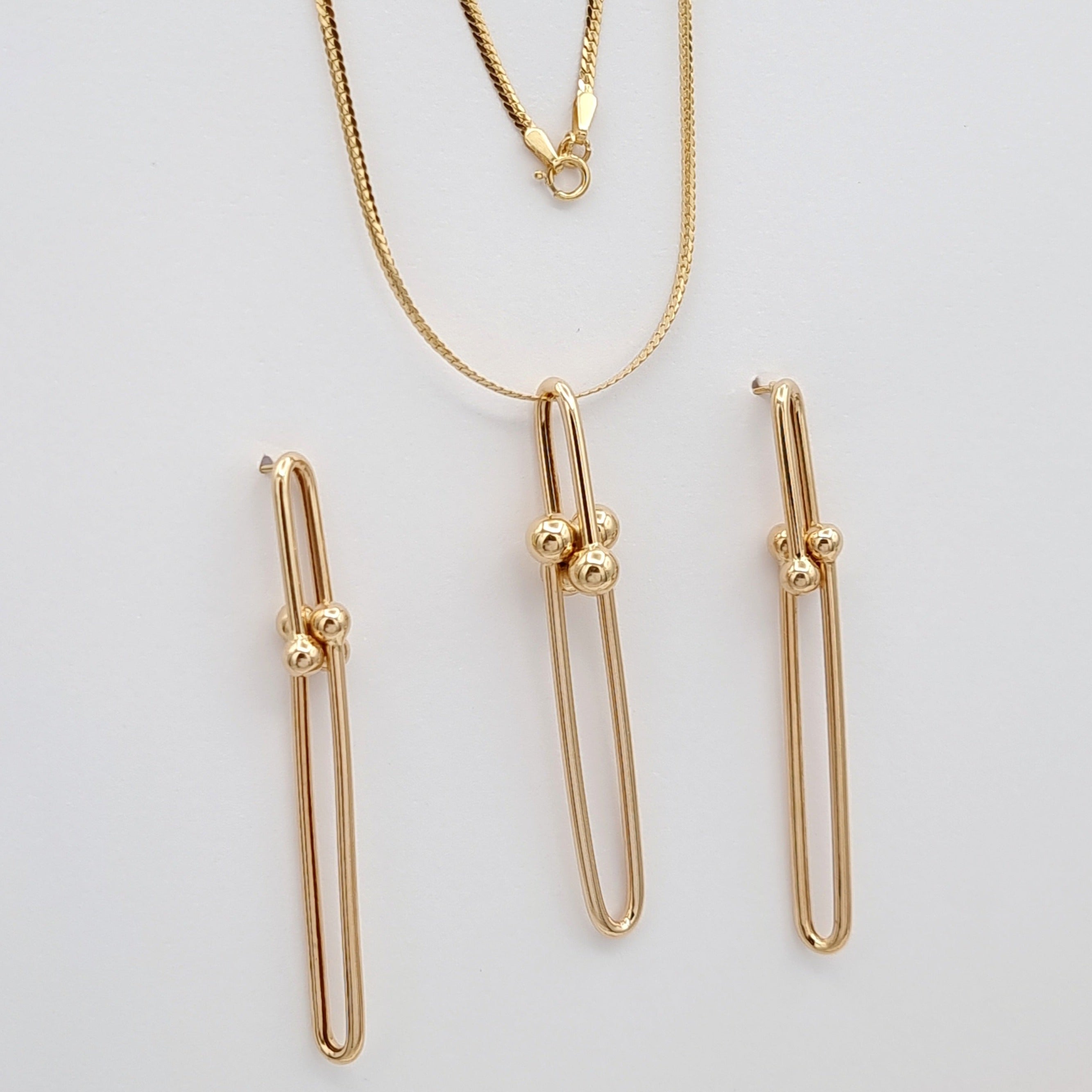 18K Pure Gold U-Link Jewelry Set