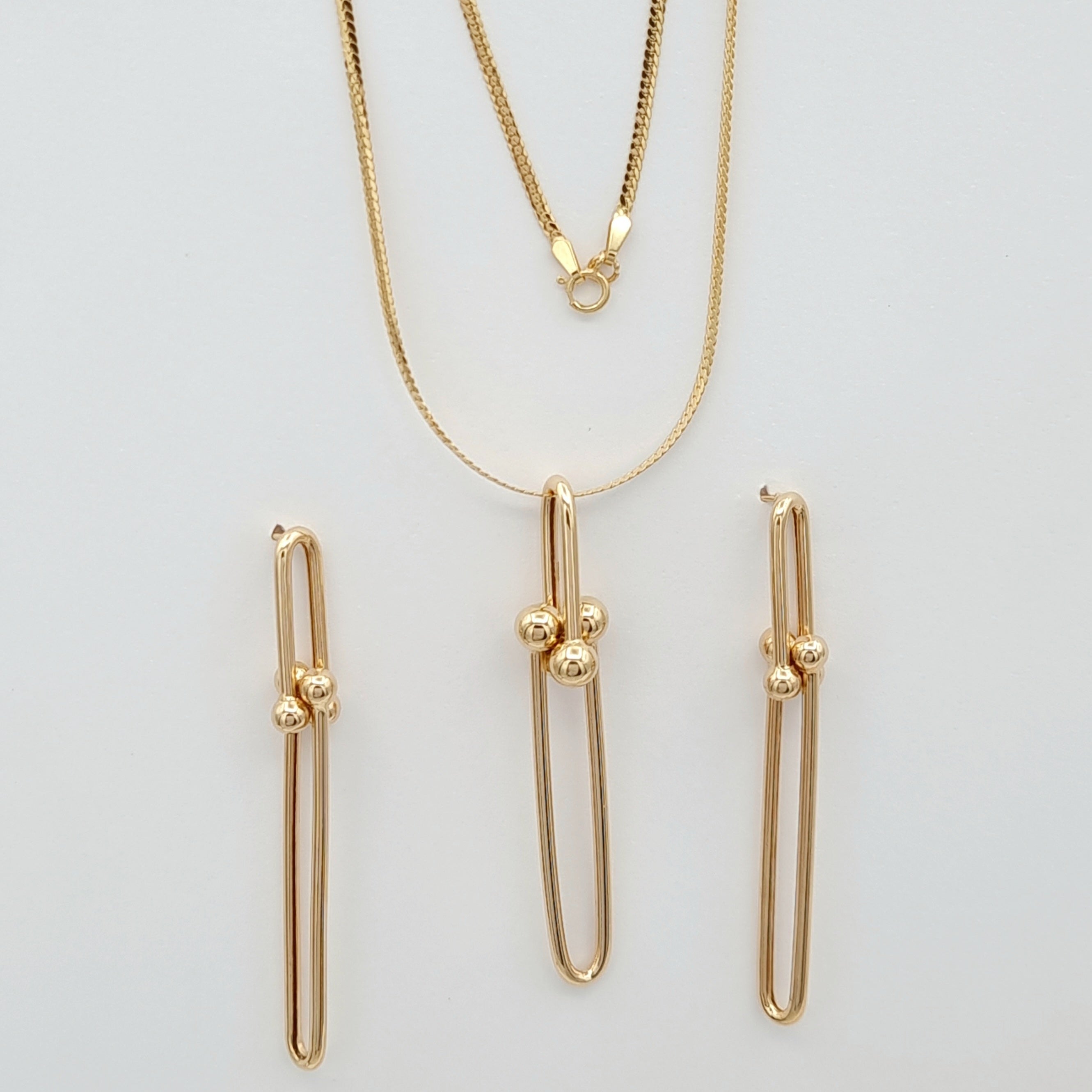 18K Pure Gold U-Link Jewelry Set