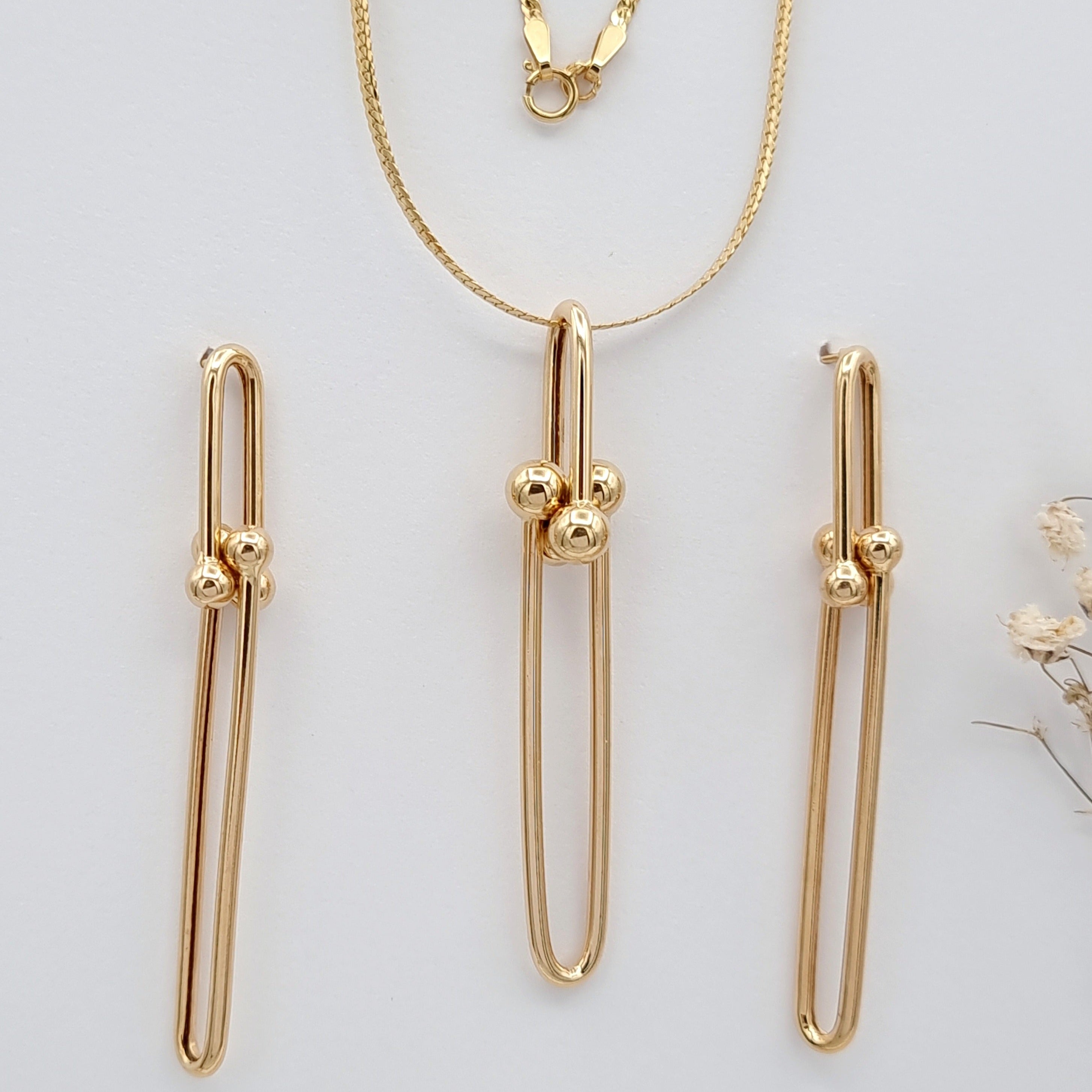 18K Pure Gold U-Link Jewelry Set