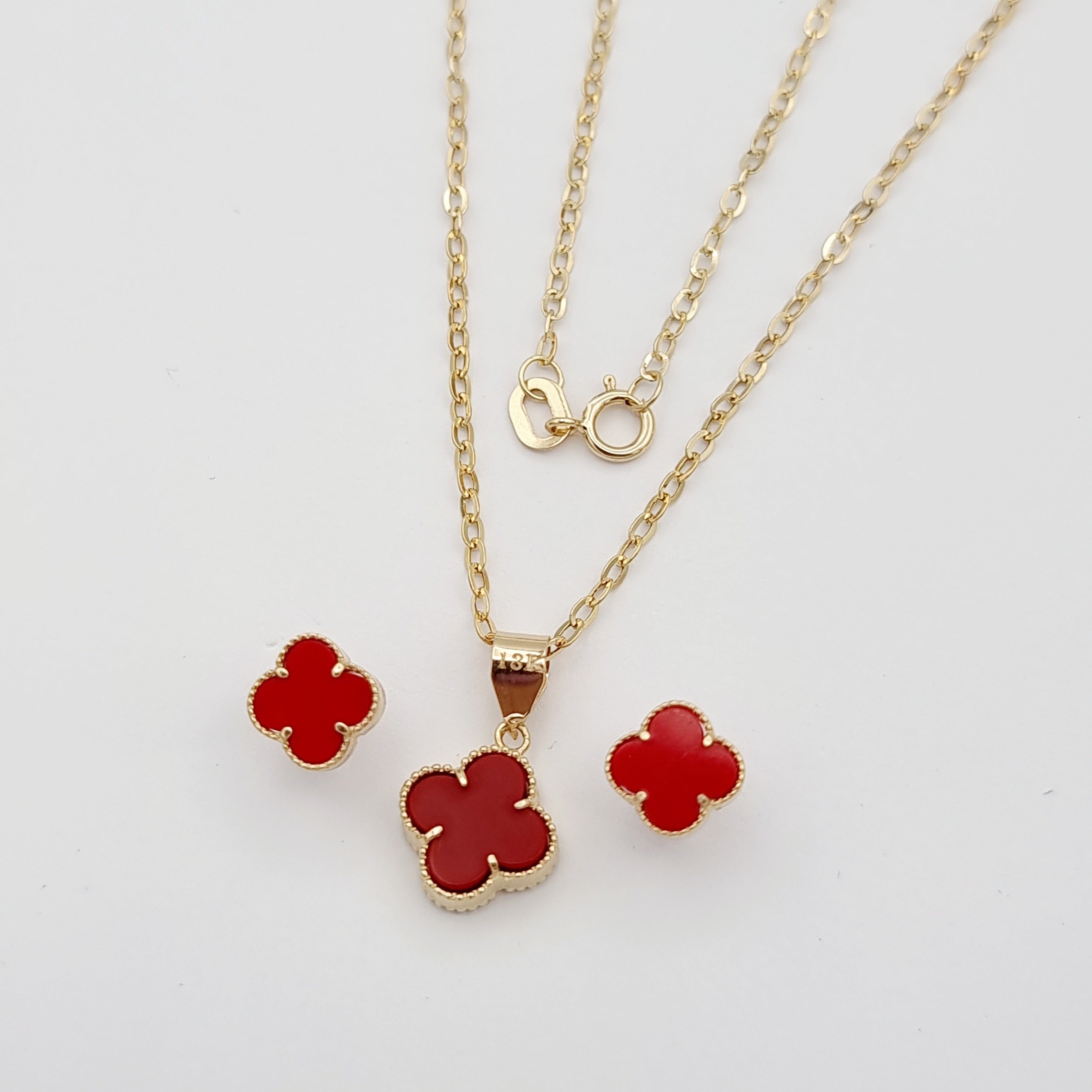 18K Pure Gold V.C Red Jewelry Set
