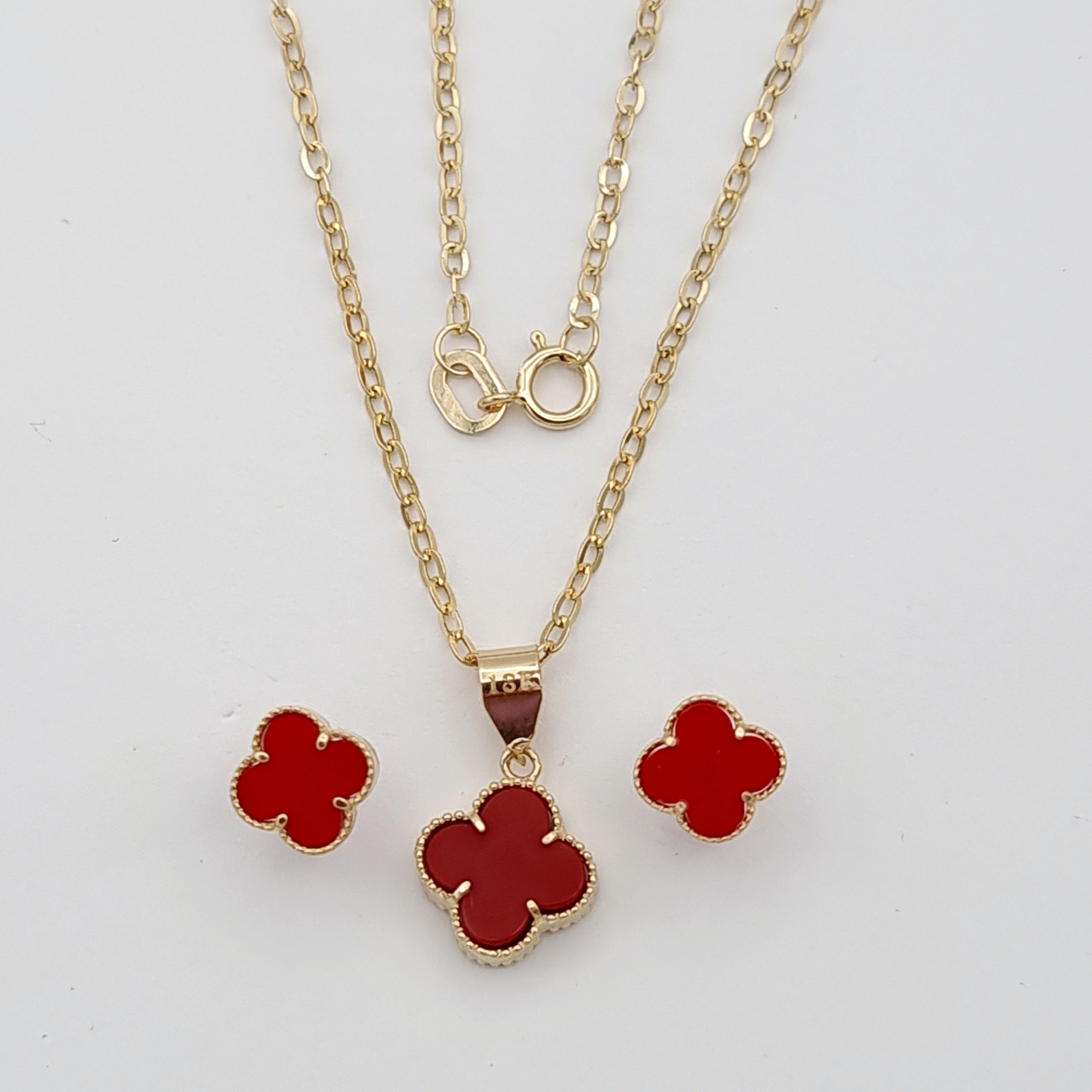 18K Pure Gold V.C Red Jewelry Set
