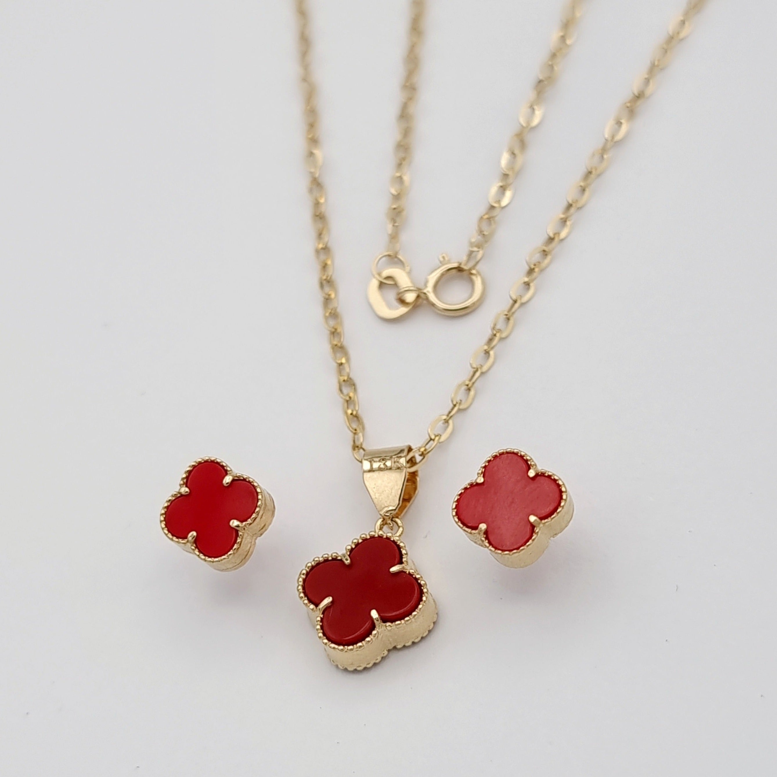 18K Pure Gold V.C Red Jewelry Set
