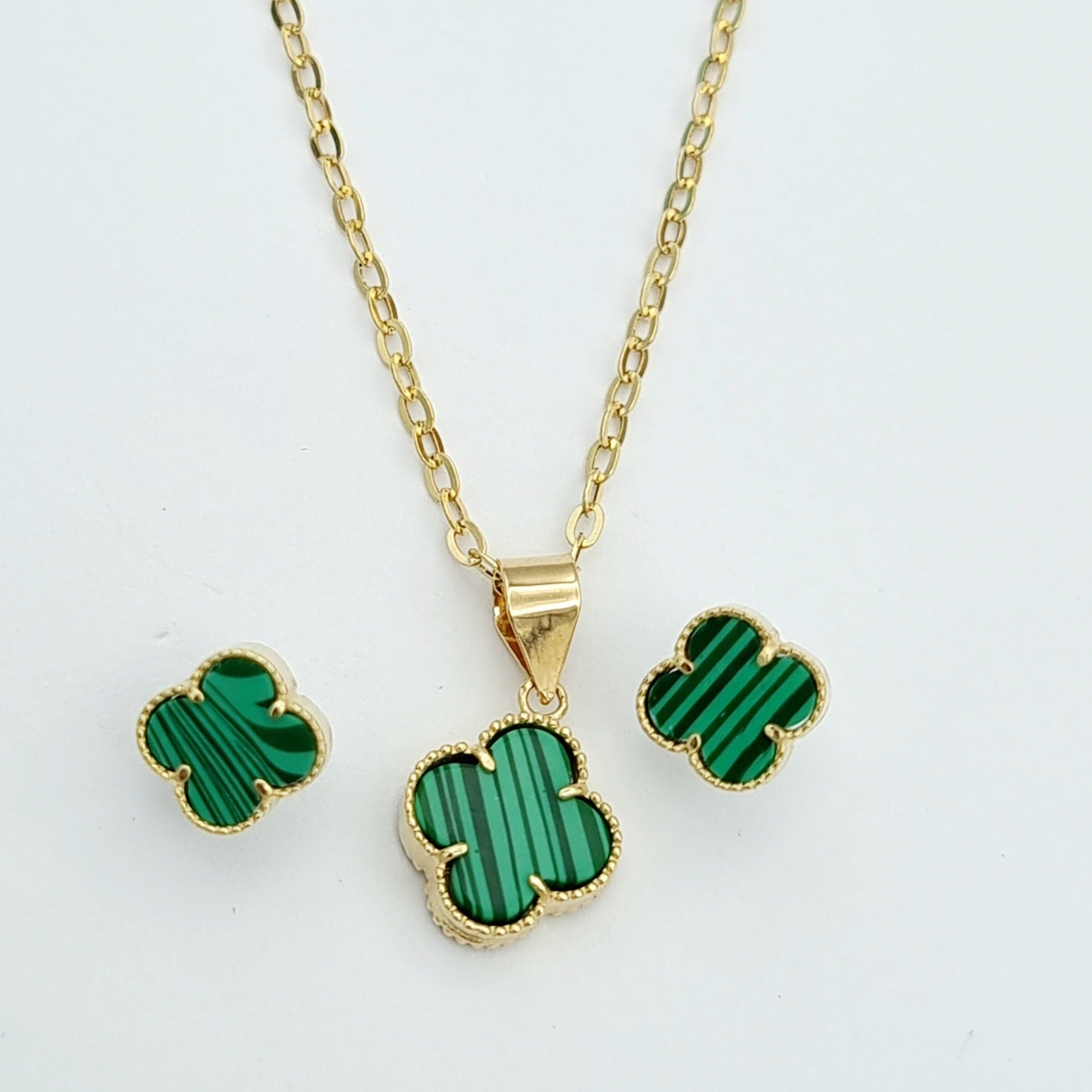 18K Pure Gold V.C Green Jewelry Set