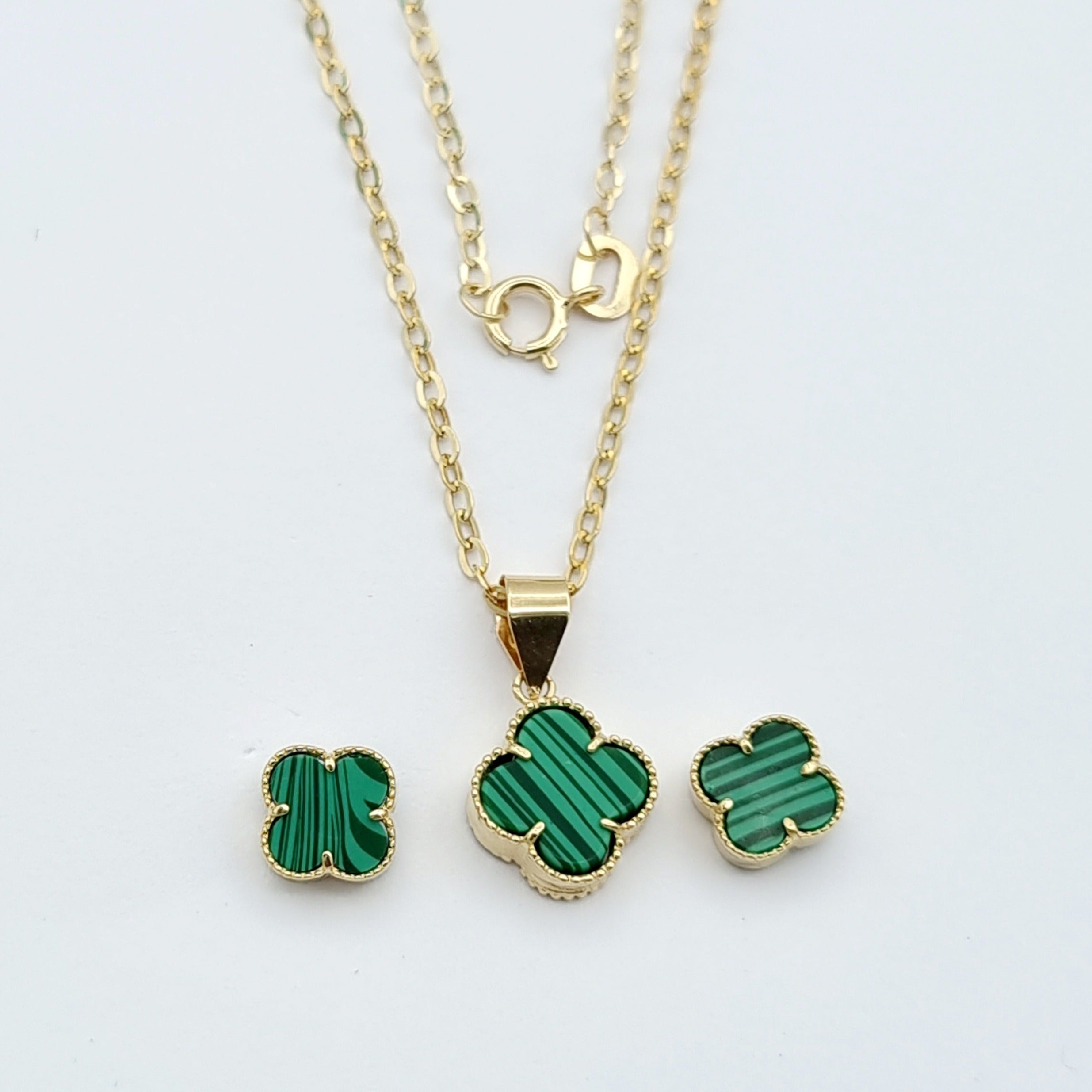 18K Pure Gold V.C Green Jewelry Set