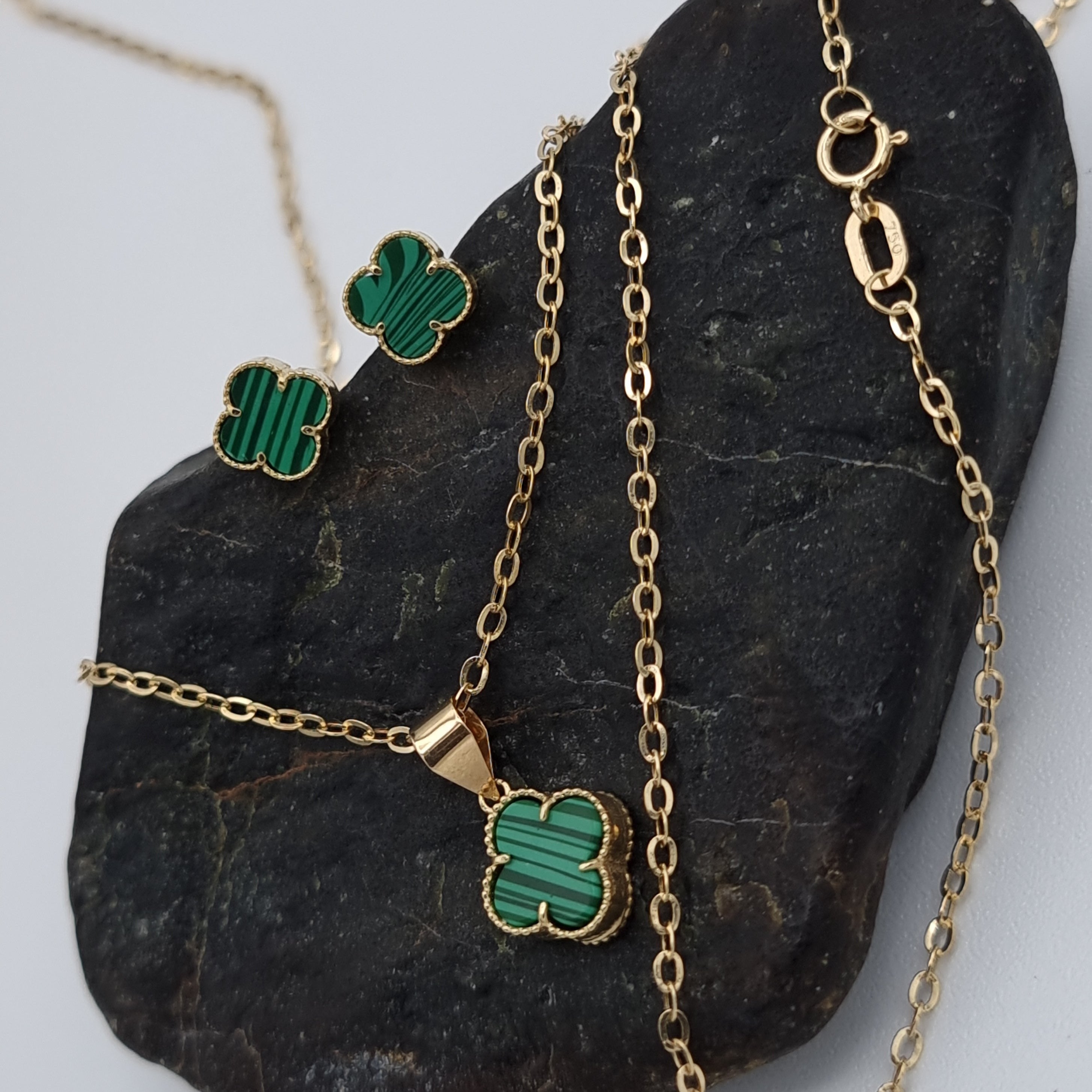 18K Pure Gold V.C Green Jewelry Set