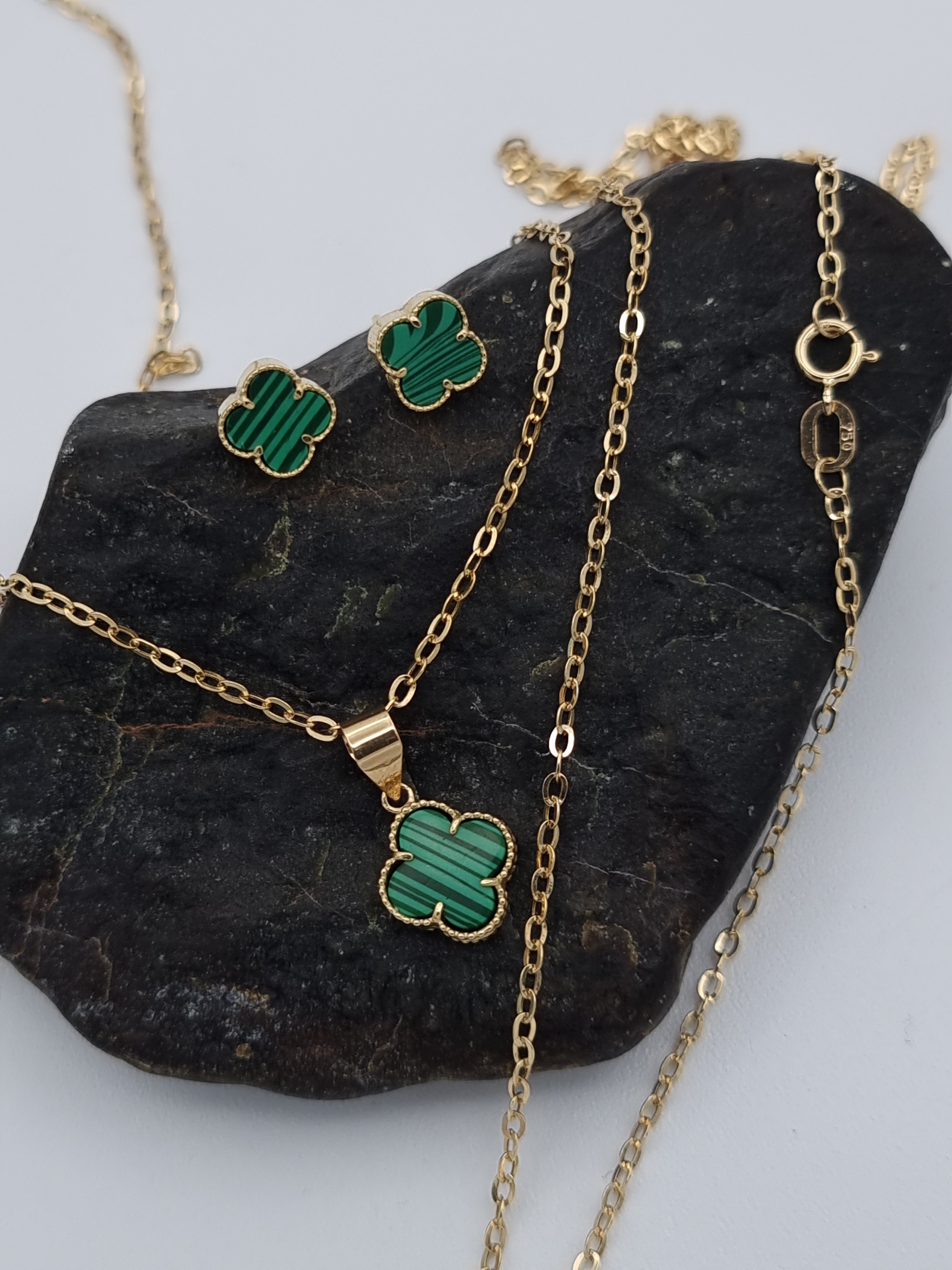 18K Pure Gold V.C Green Jewelry Set