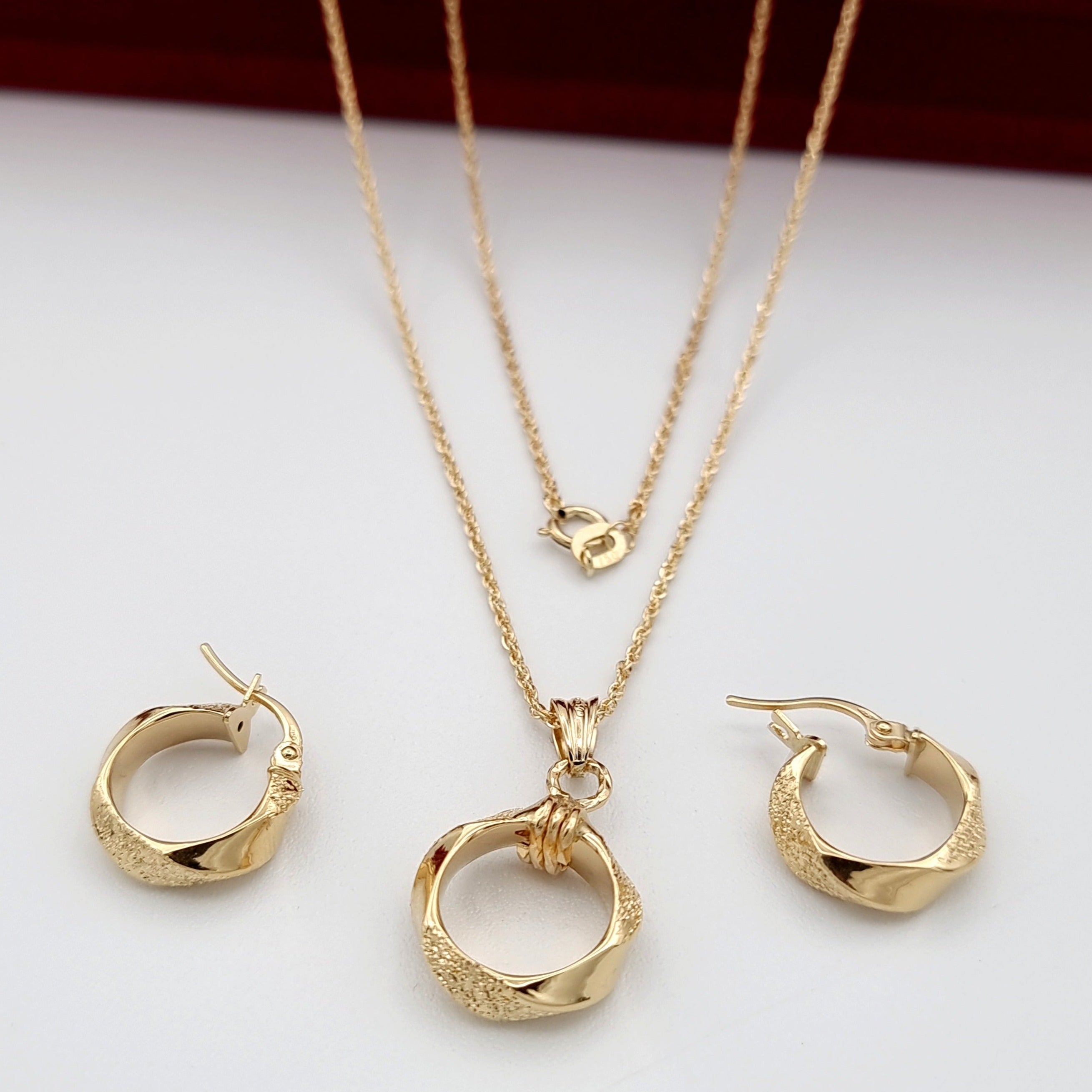 18K Pure Gold Thick Round Jewelry Set