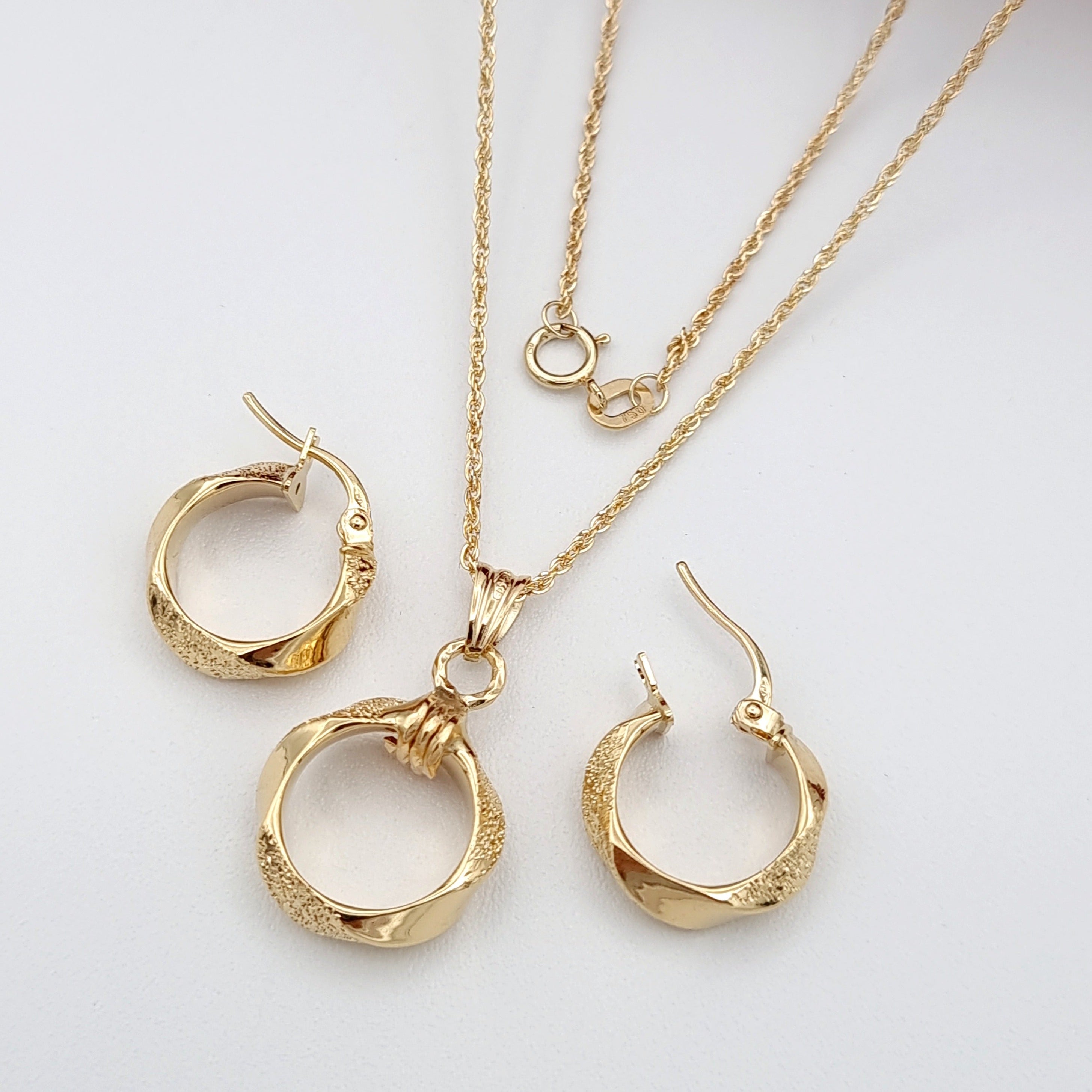 18K Pure Gold Thick Round Jewelry Set