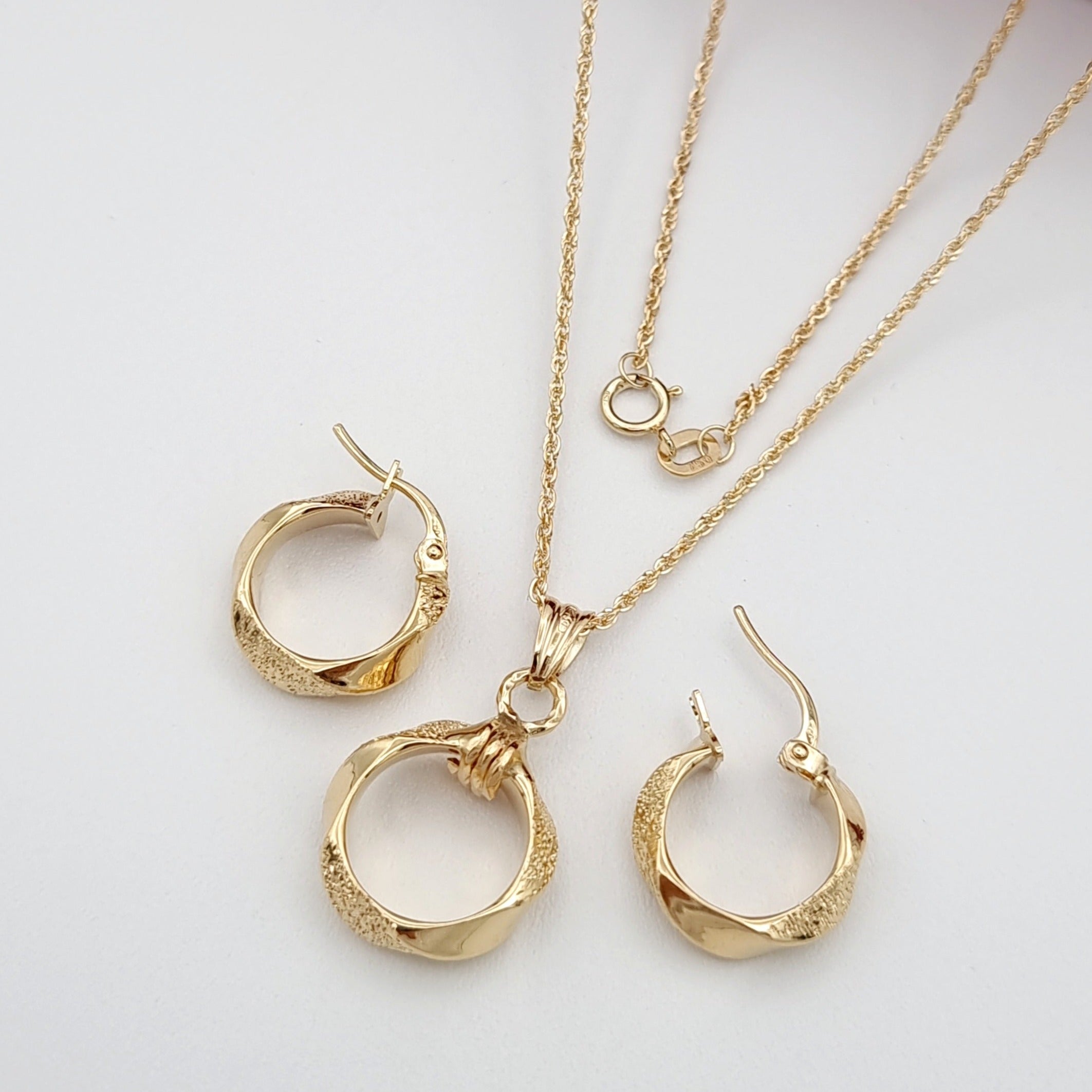 18K Pure Gold Thick Round Jewelry Set