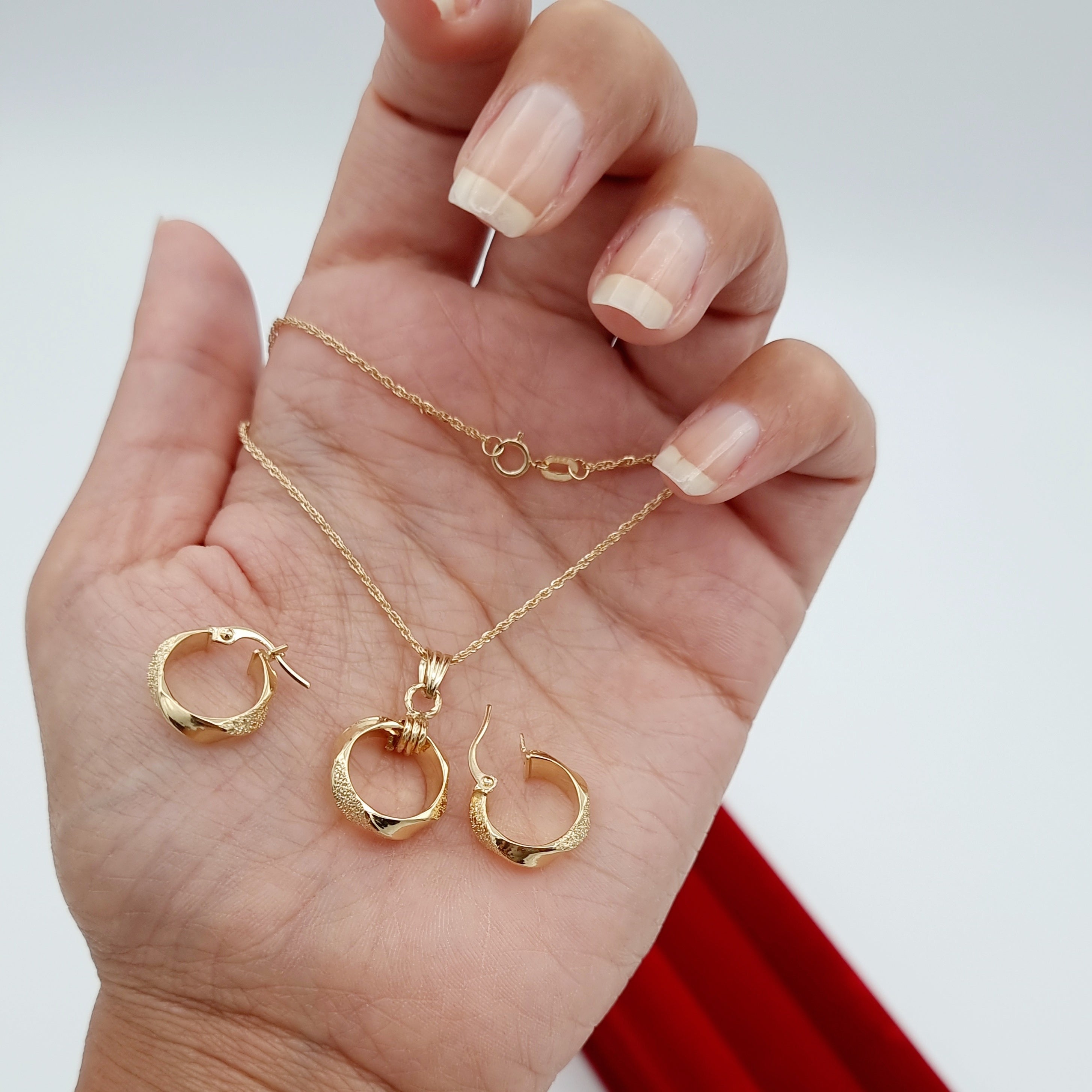 18K Pure Gold Thick Round Jewelry Set