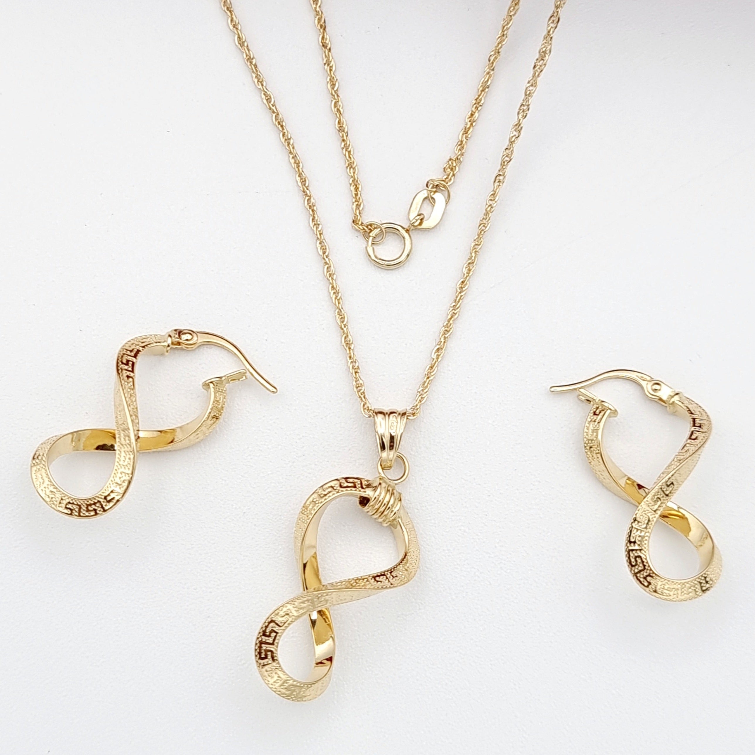 18K Pure Gold Twisted Infinity Jewelry Set