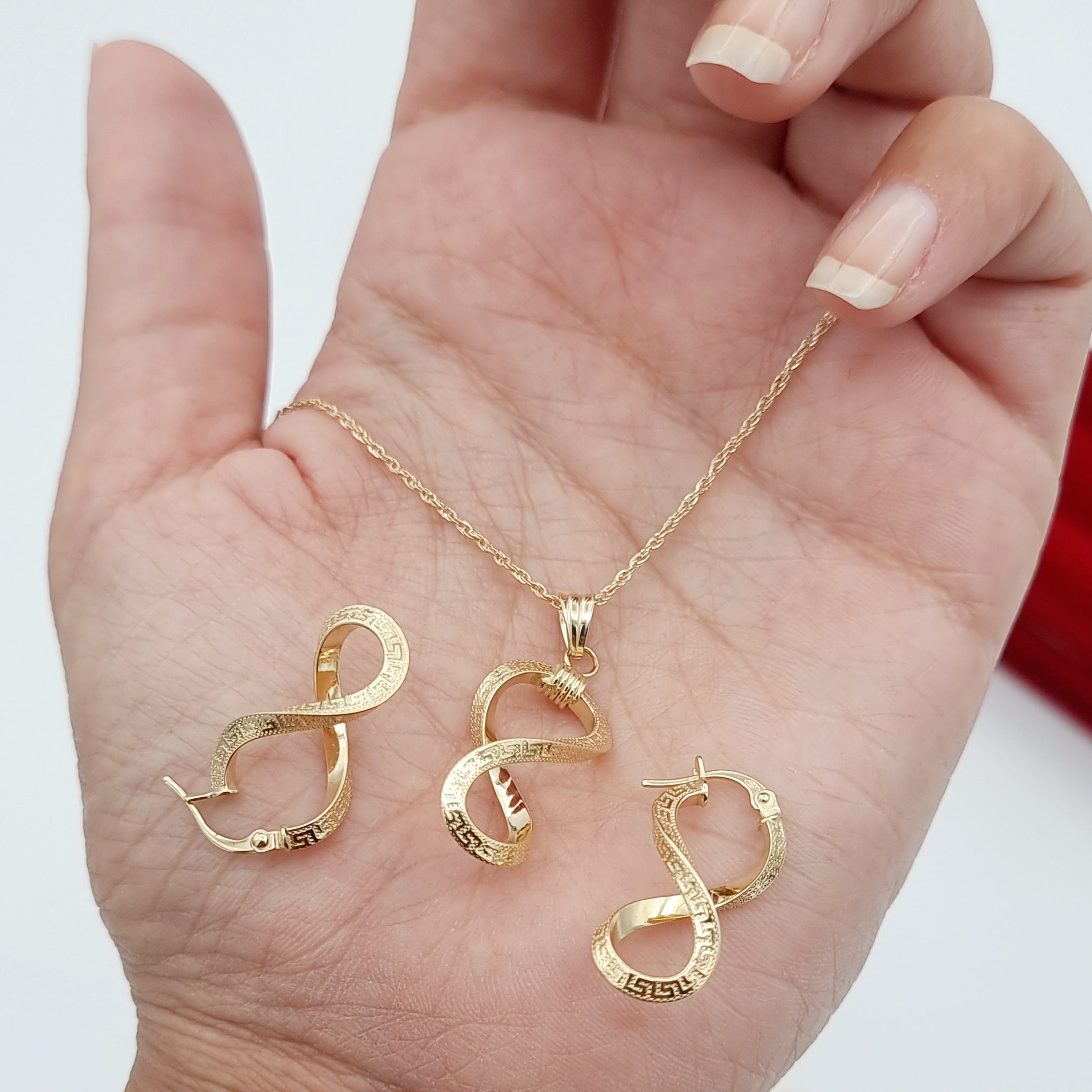 18K Pure Gold Twisted Infinity Jewelry Set