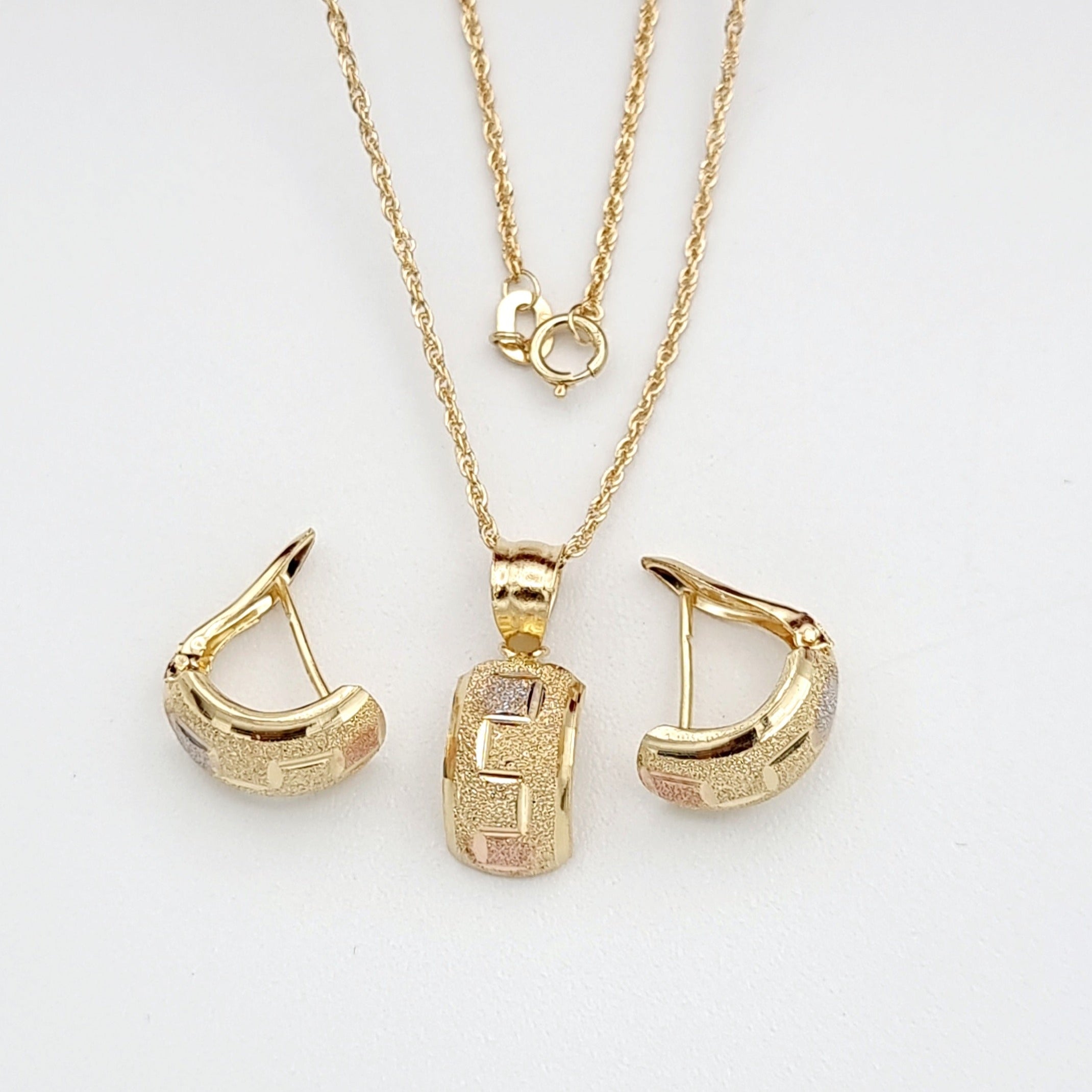 18K Pure Gold Fine Curved Jewelry Set