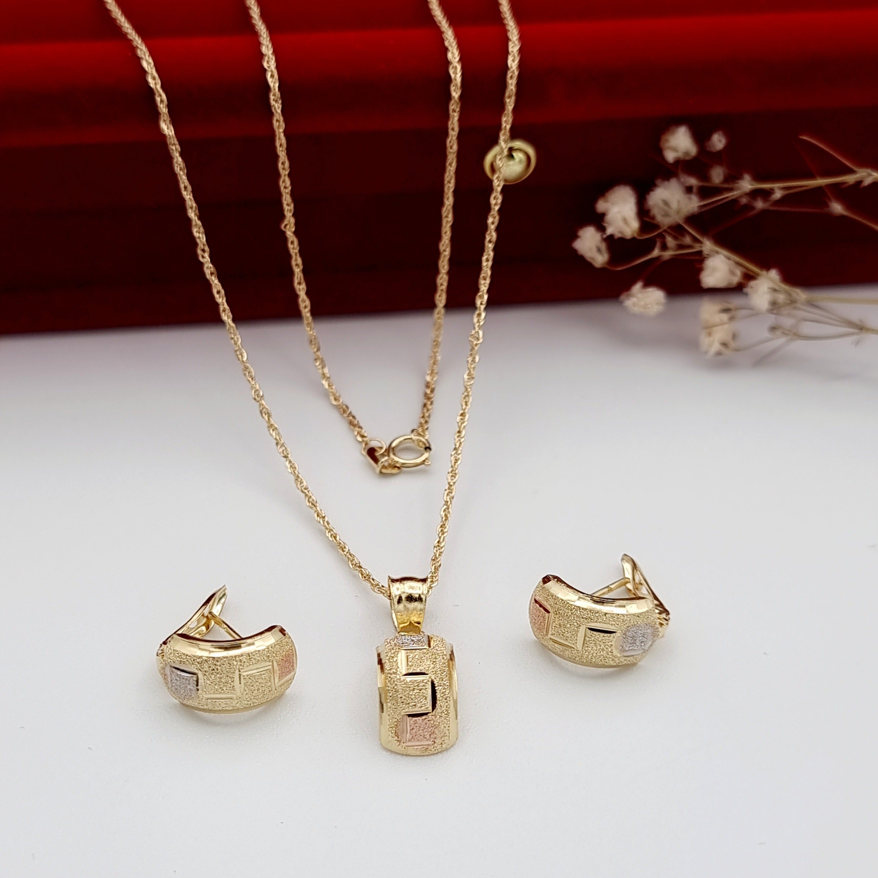 18K Pure Gold Fine Curved Jewelry Set