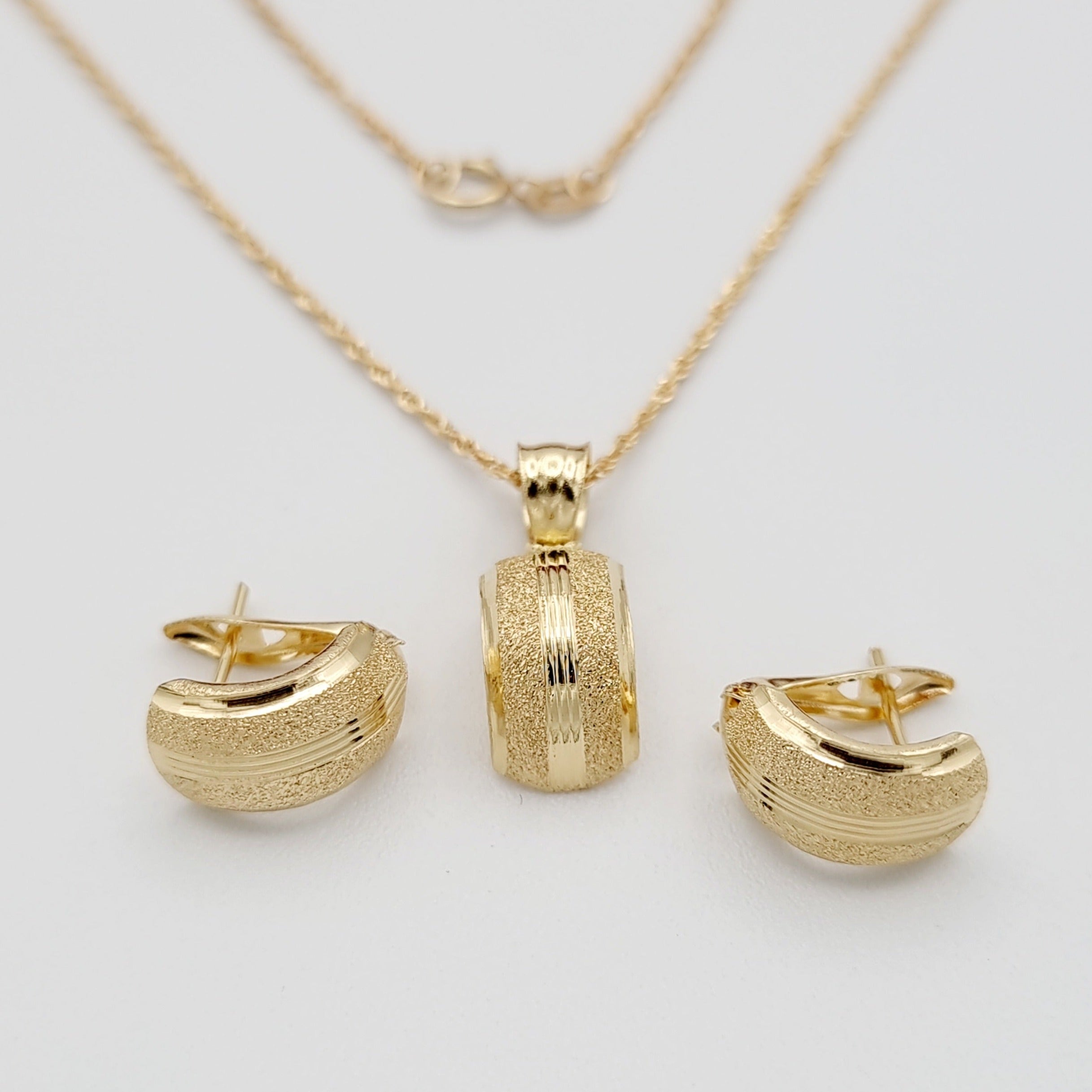 18K Pure Gold Fine Curved Jewelry Set