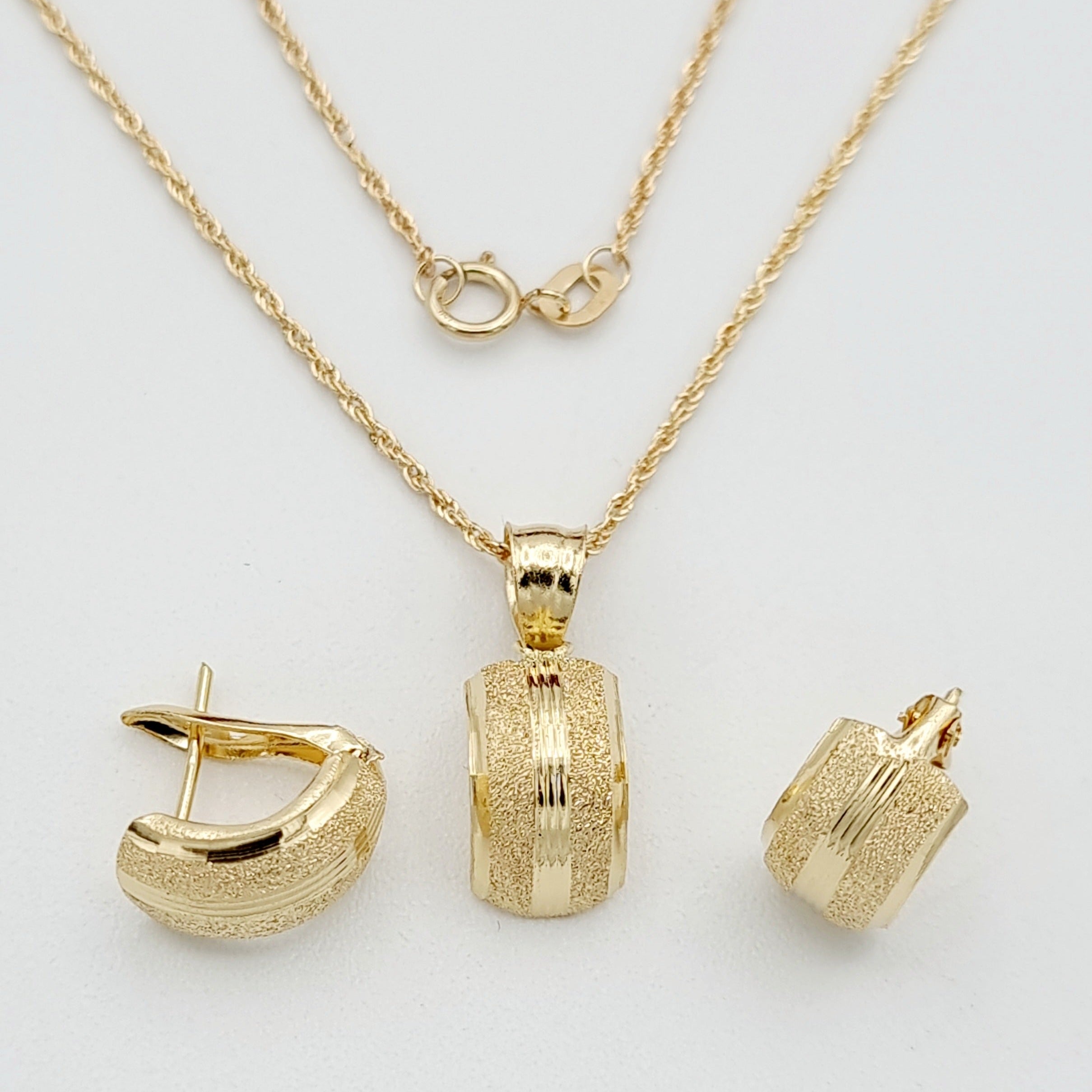 18K Pure Gold Fine Curved Jewelry Set