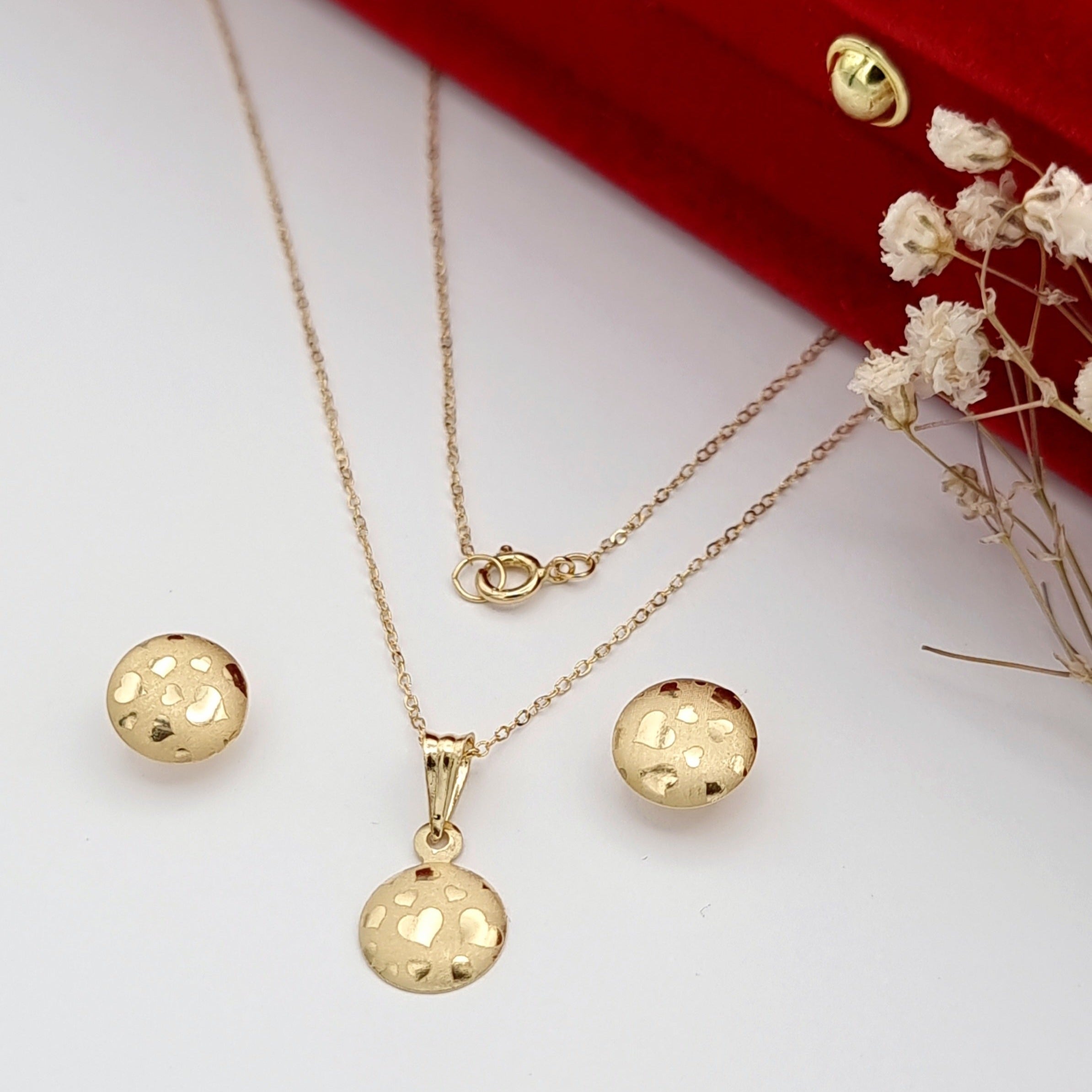 Pure Gold Edge 18K Pure Gold Fine Round Jewelry Set