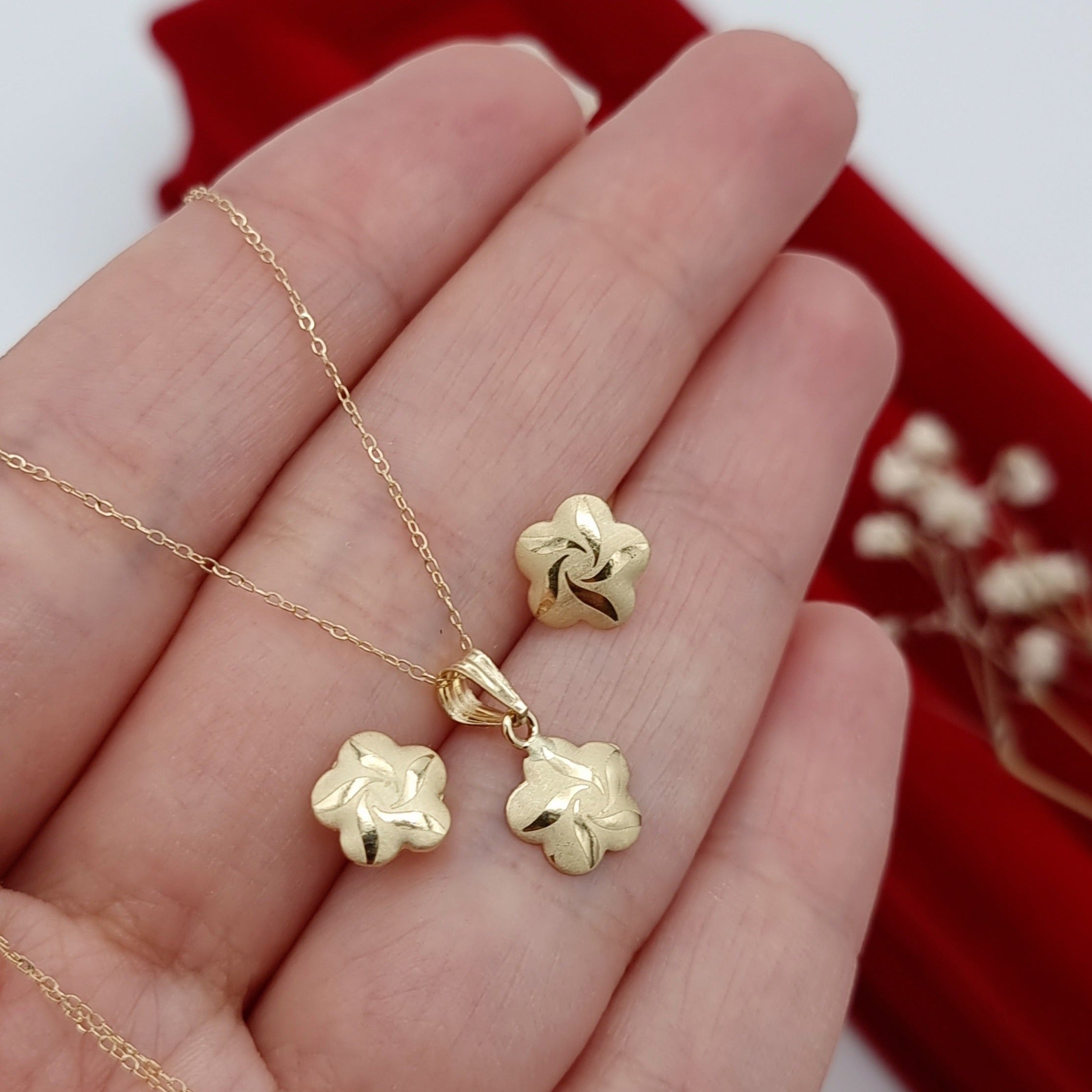 18K Pure Gold Fine Star Jewelry Set