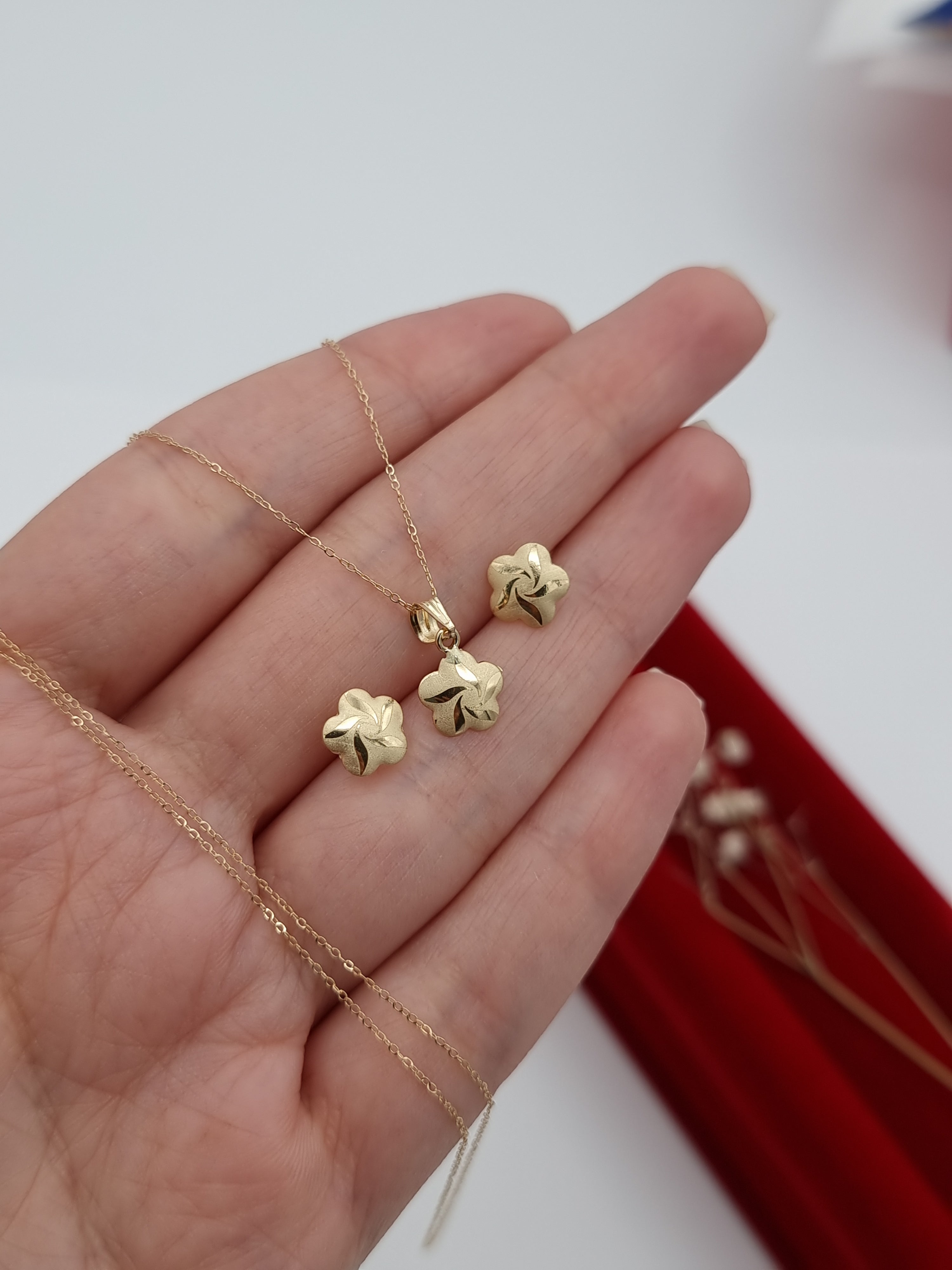 18K Pure Gold Fine Star Jewelry Set