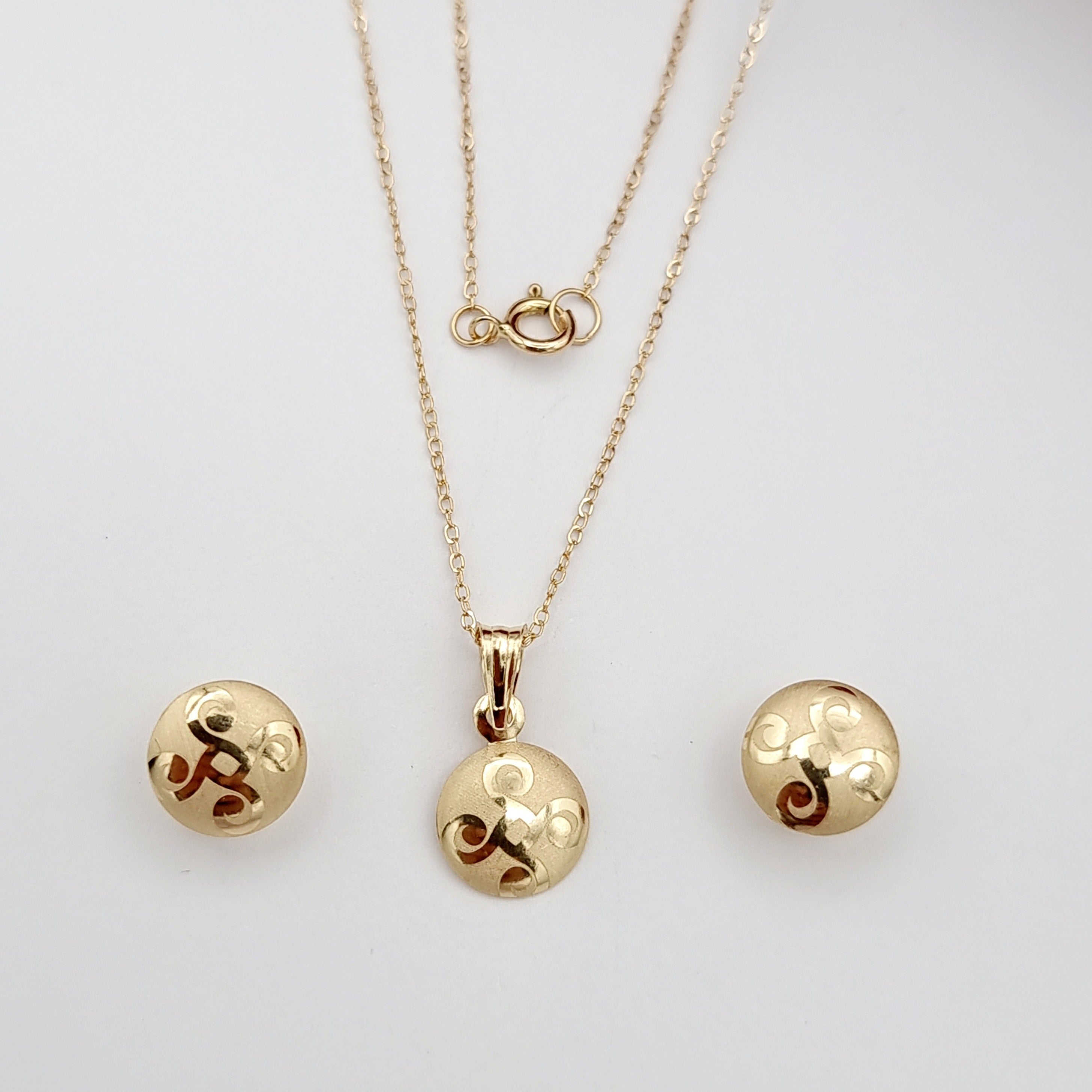 18K Pure Gold Fine Round Jewelry Set