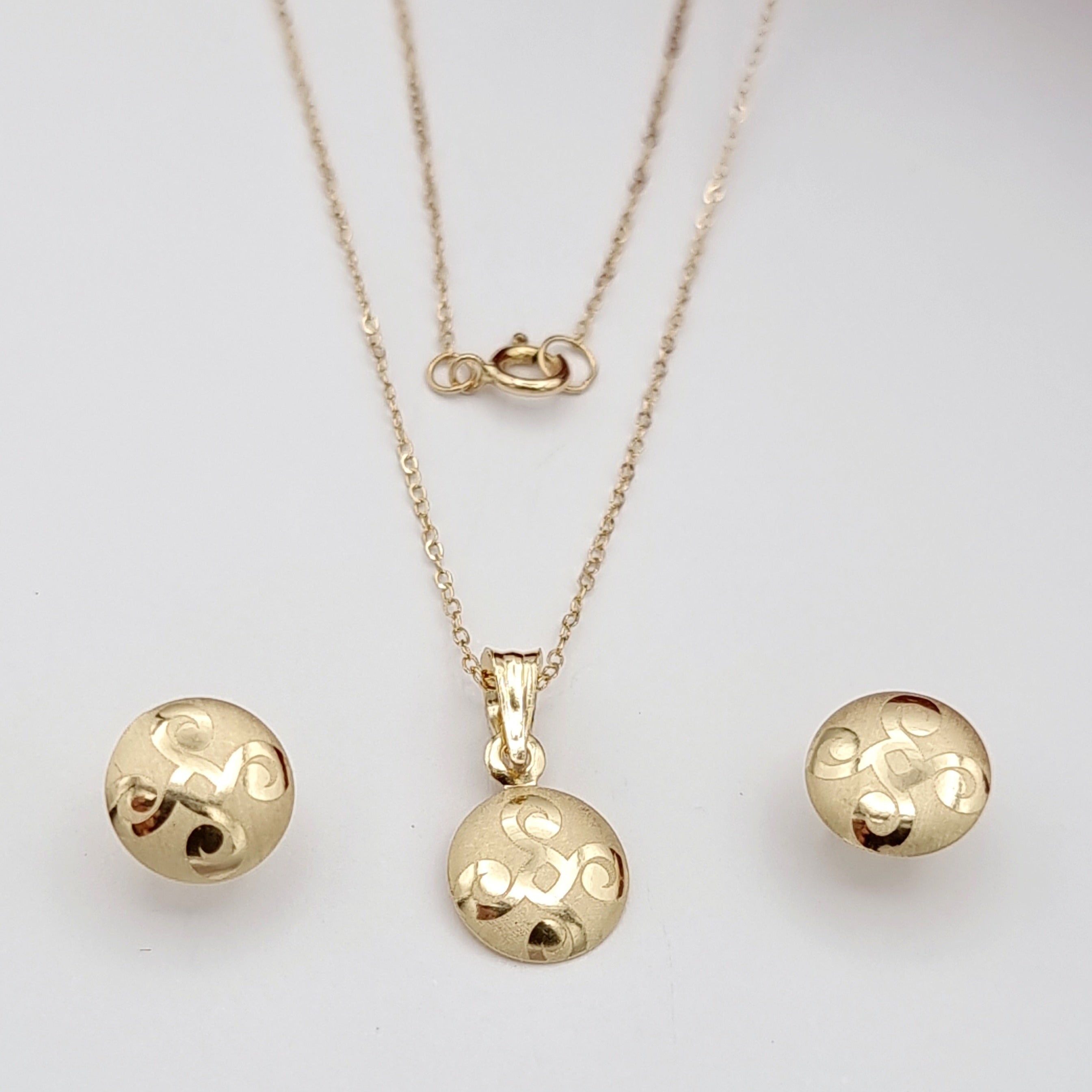 18K Pure Gold Fine Round Jewelry Set