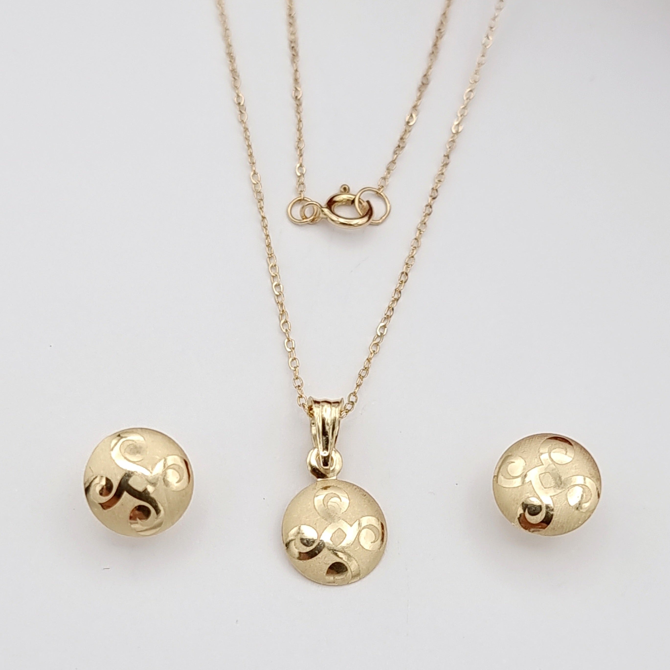 18K Pure Gold Fine Round Jewelry Set