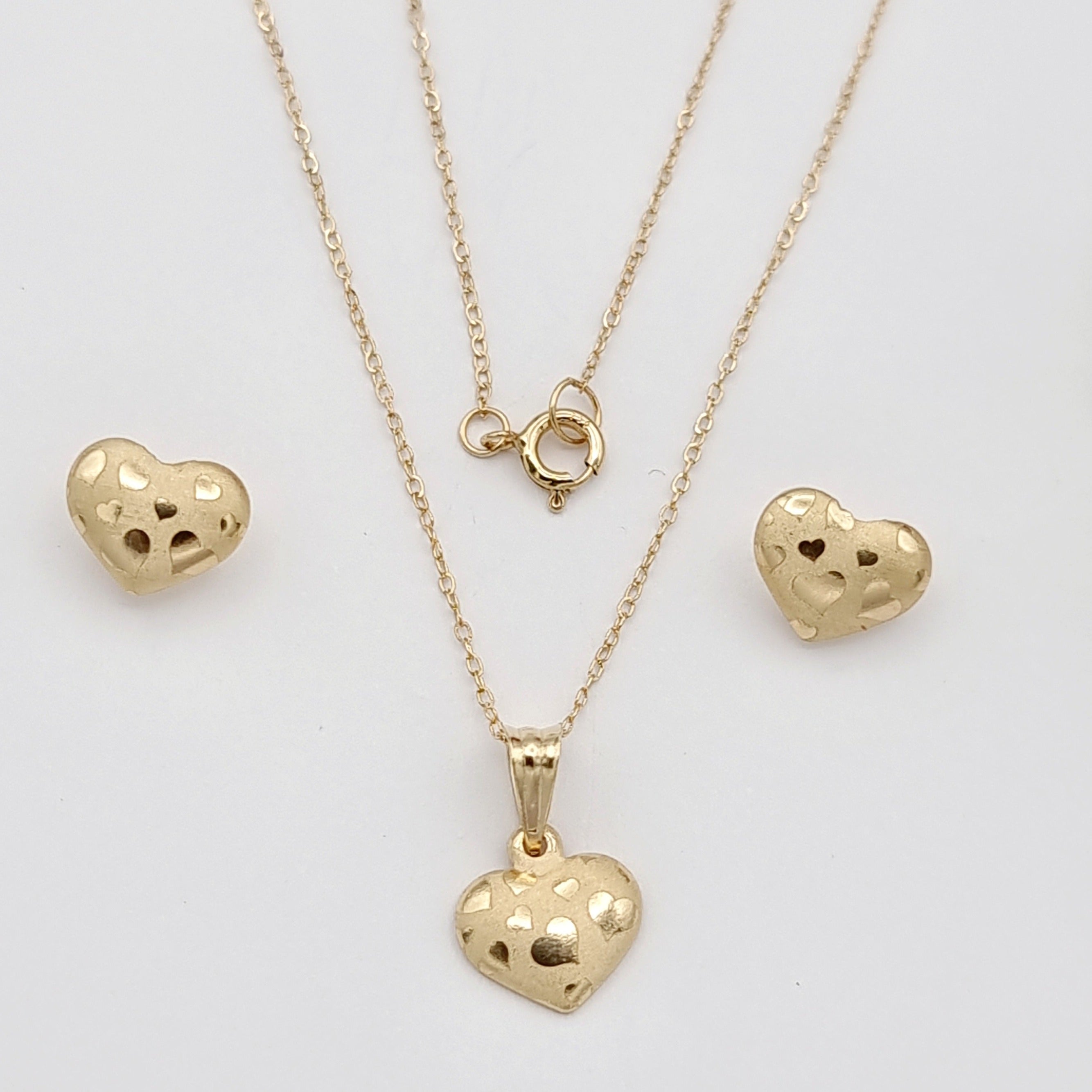 18K Pure Gold Fine Heart Jewelry Set