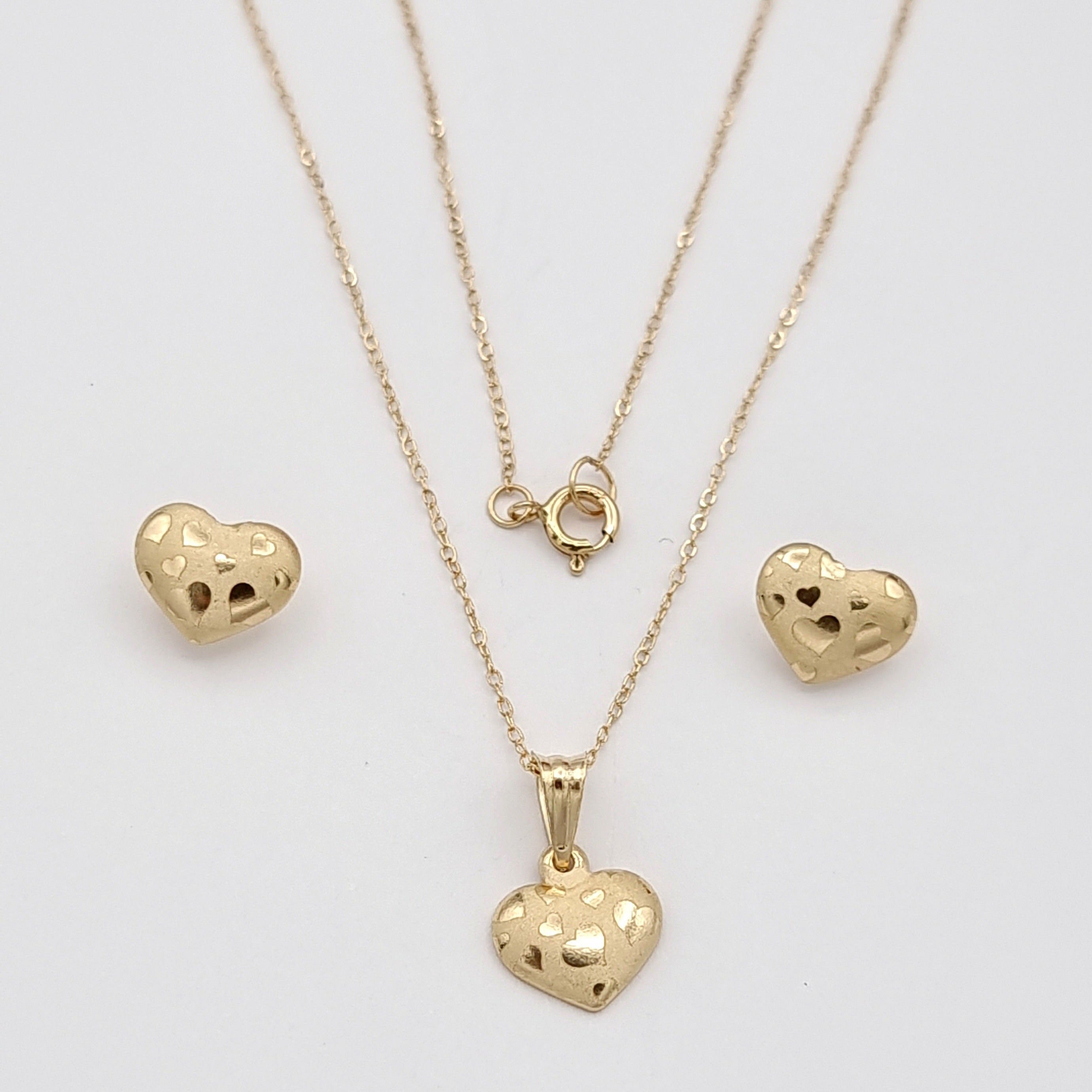 18K Pure Gold Fine Heart Jewelry Set