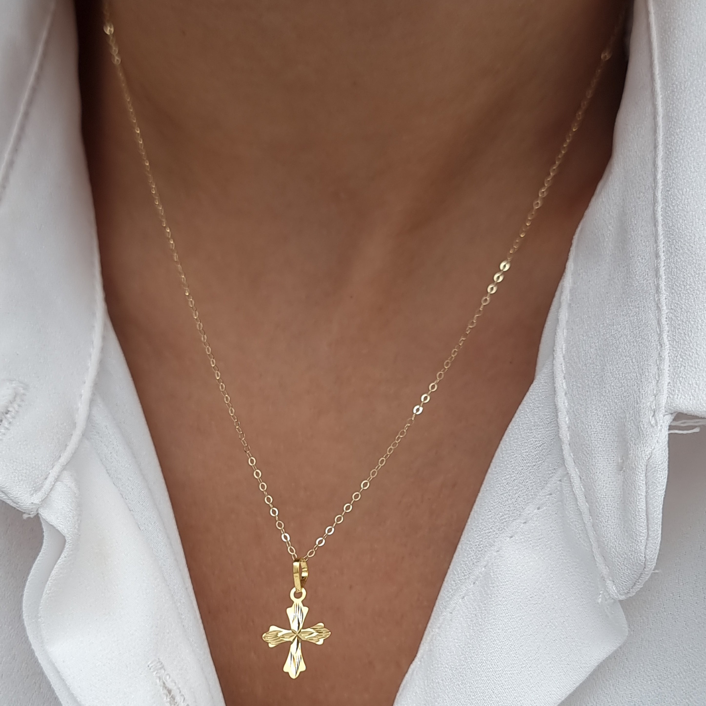 18K Pure Gold Cross Necklace