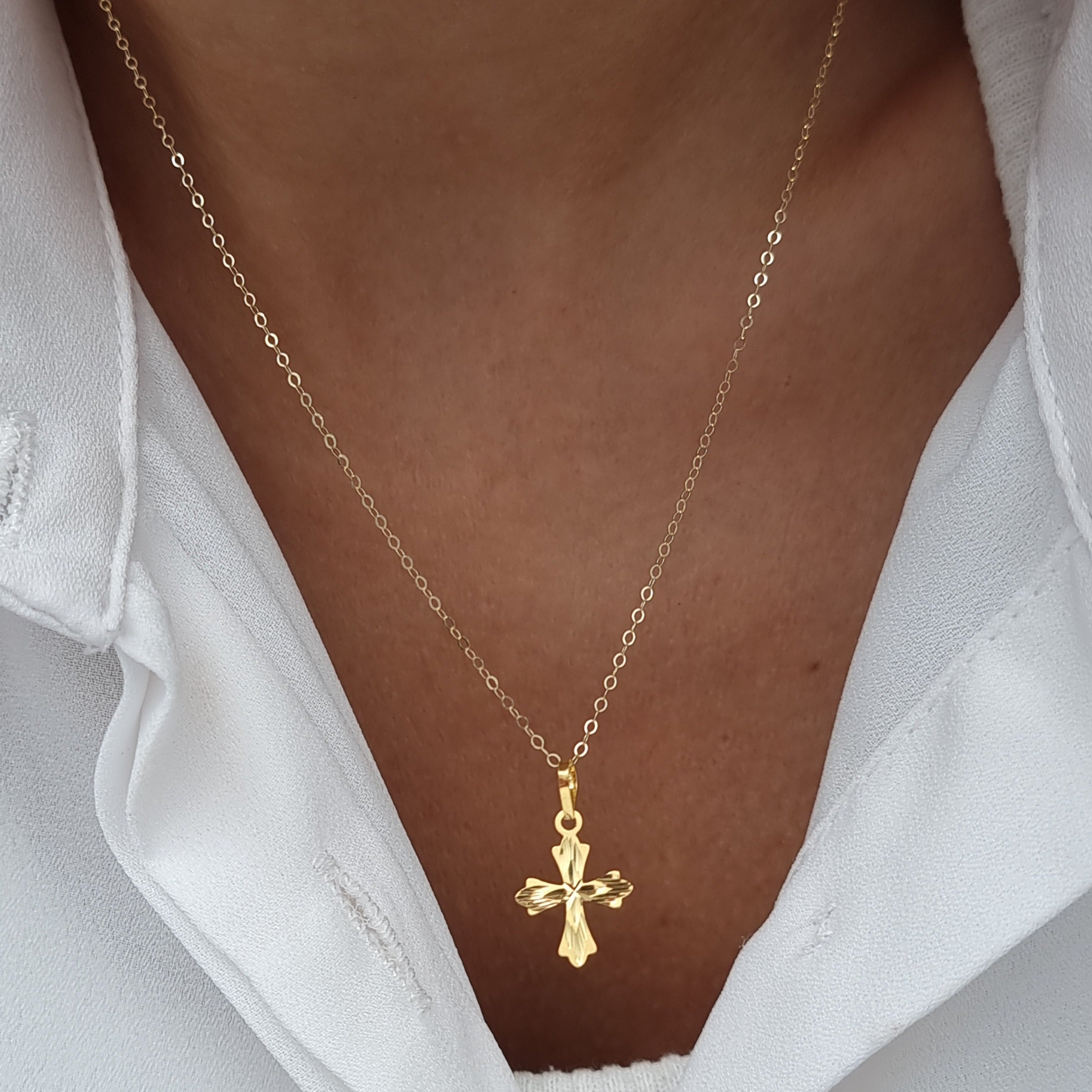 18K Pure Gold Cross Necklace