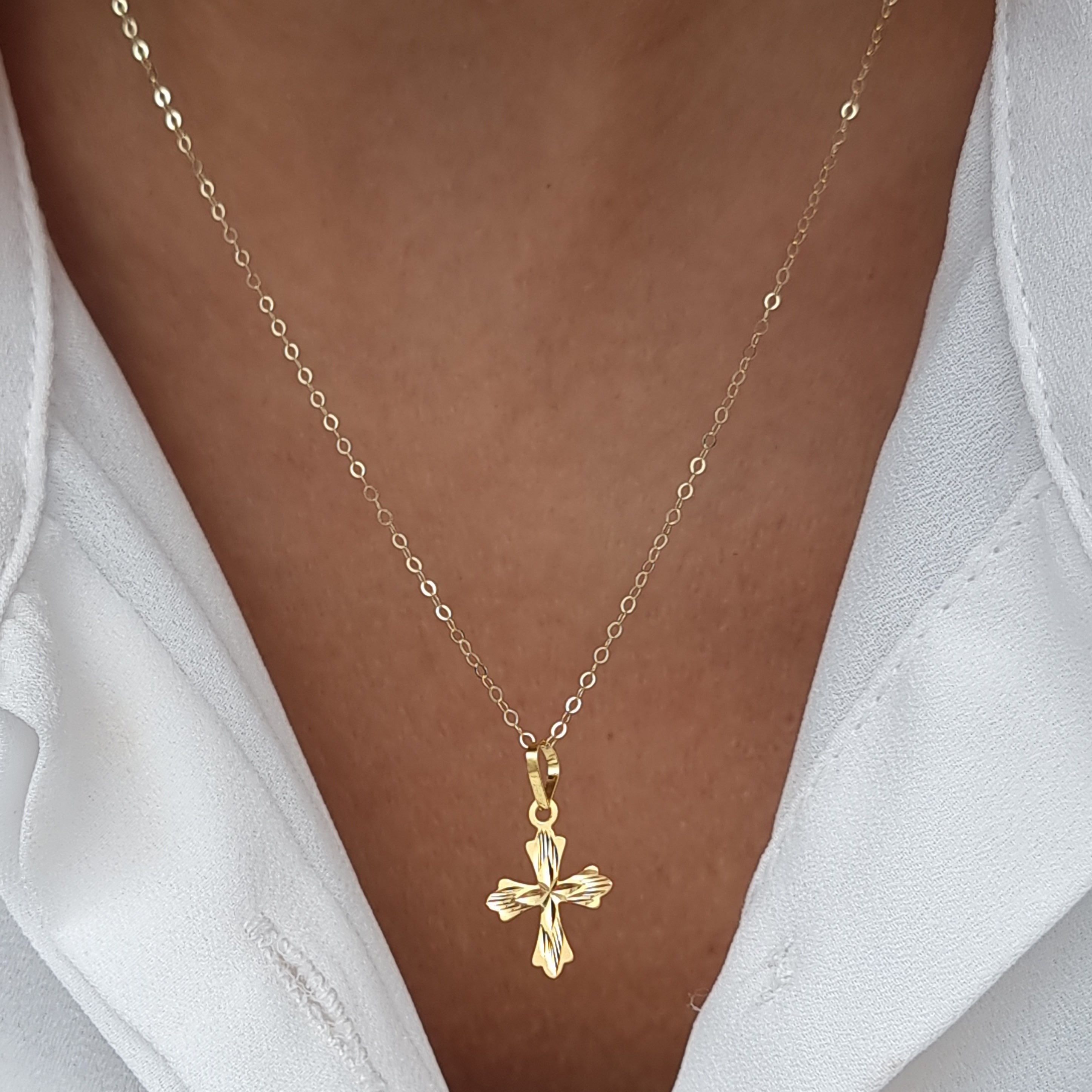 18K Pure Gold Cross Necklace