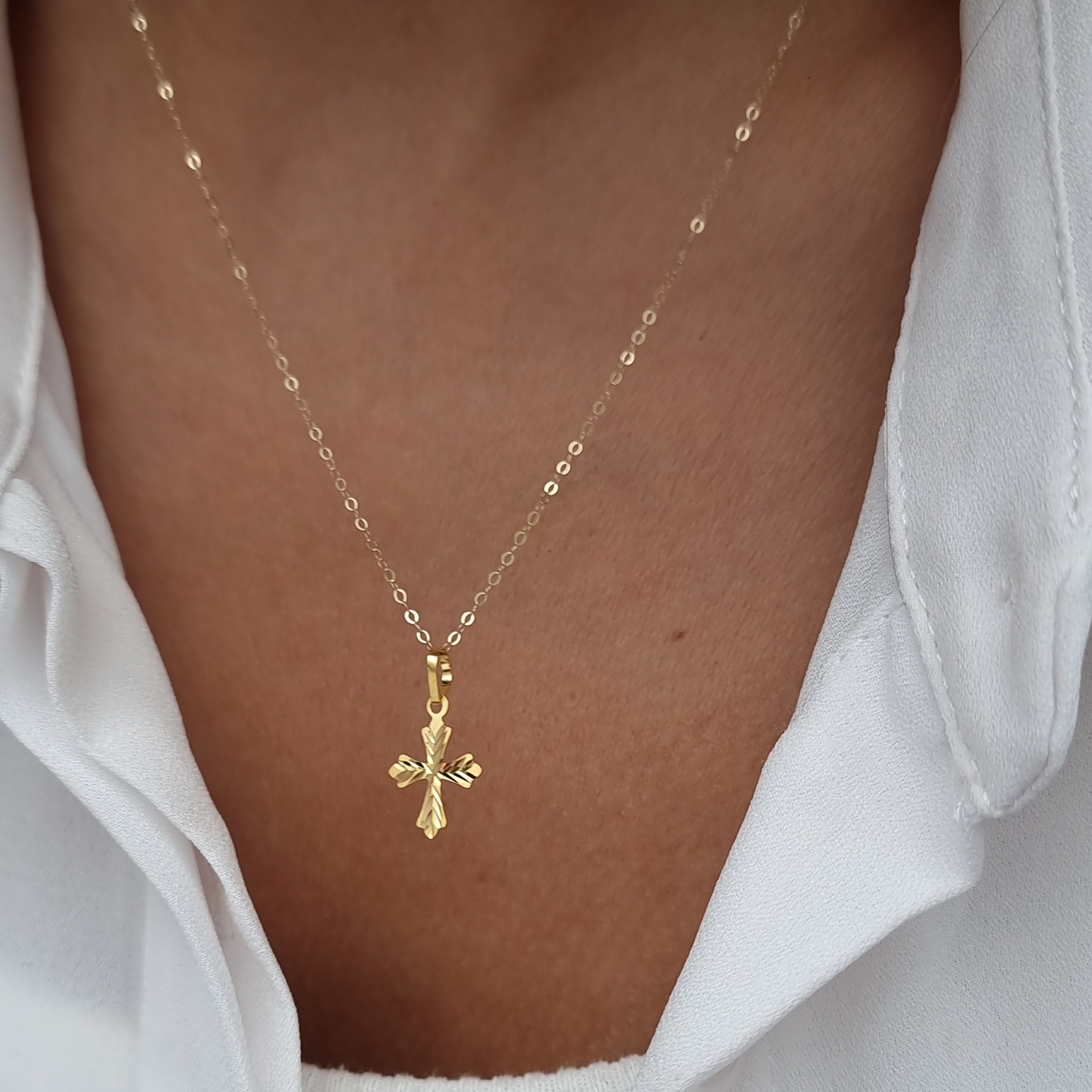 18K Pure Gold Cross Necklace