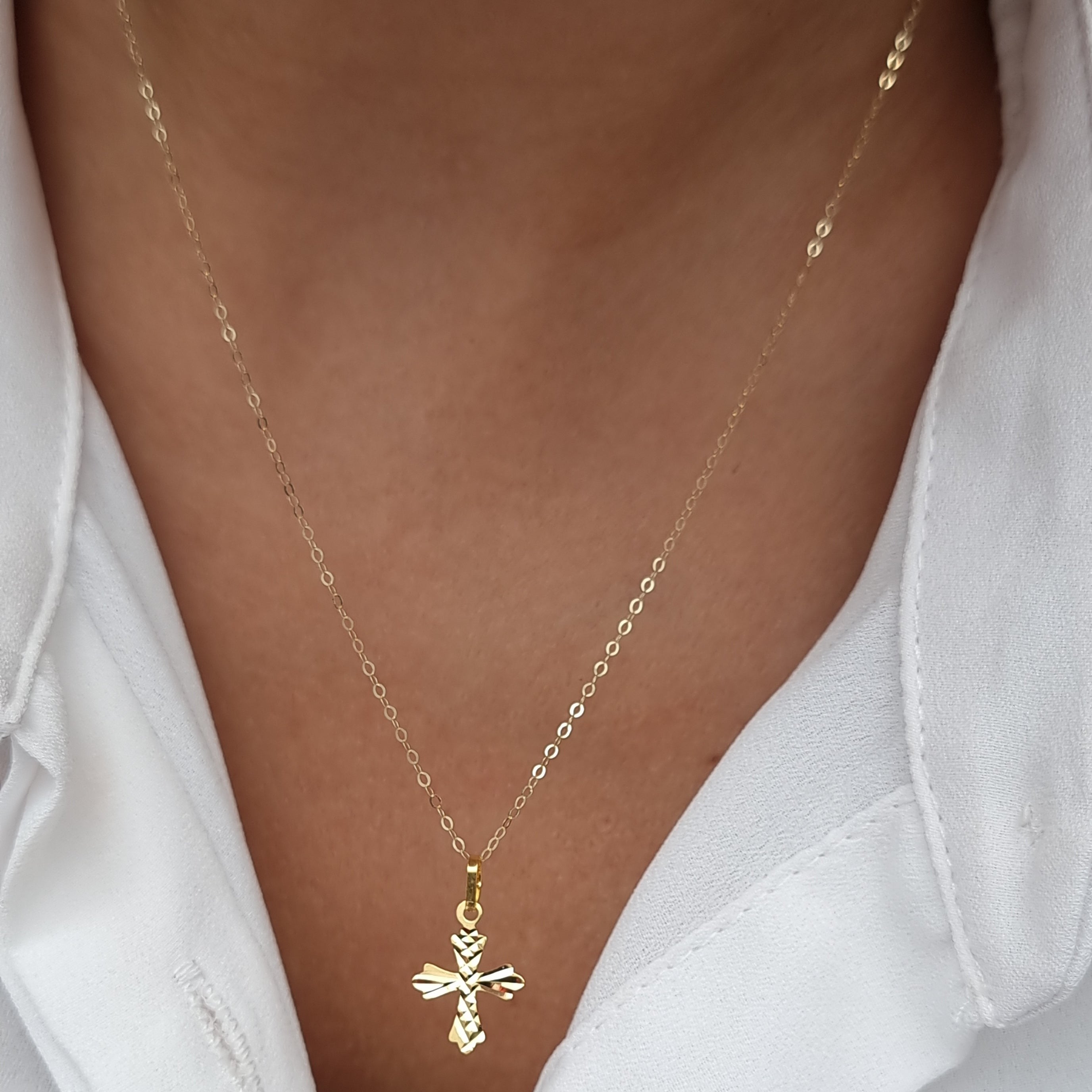 18K Pure Gold Cross Necklace