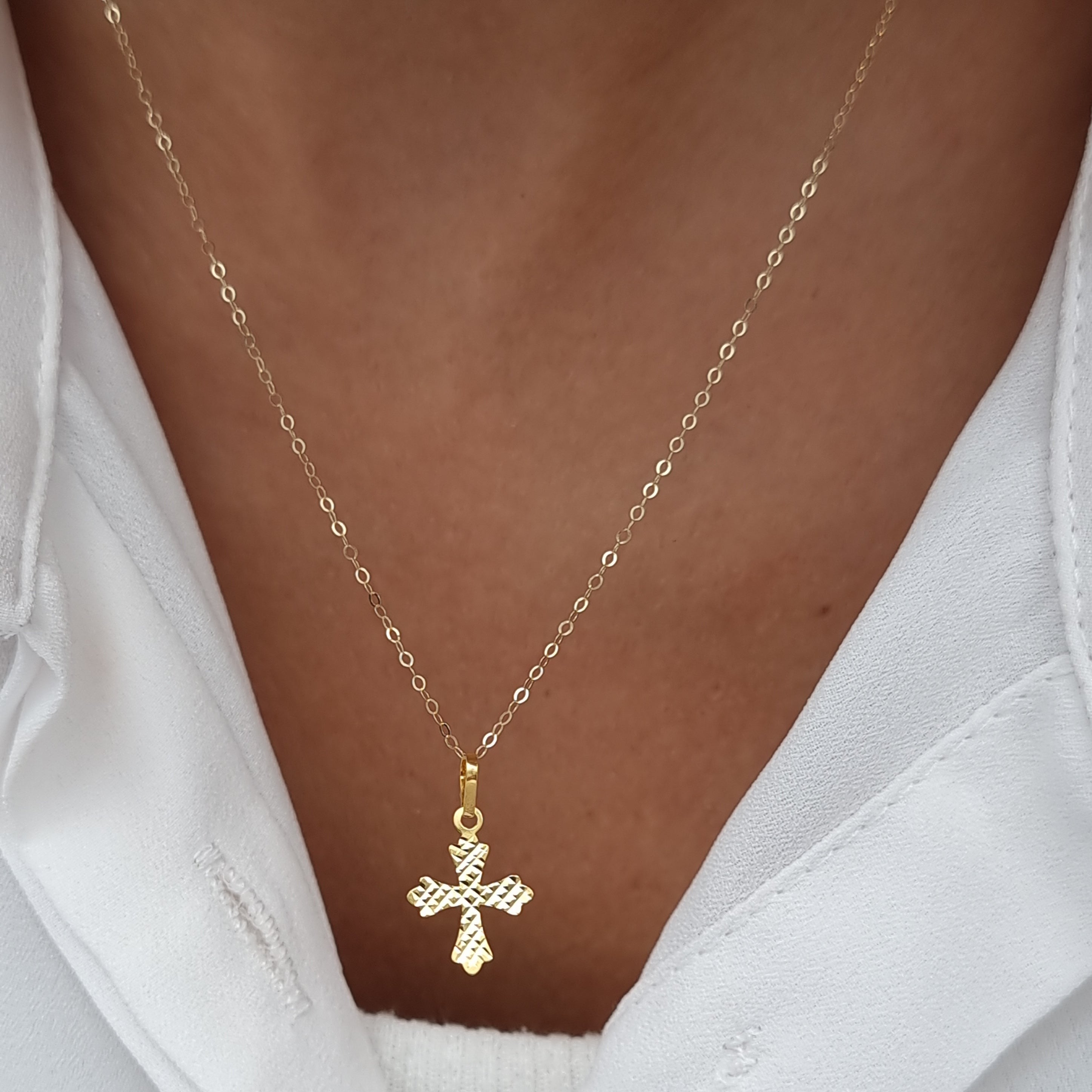 18K Pure Gold Cross Necklace