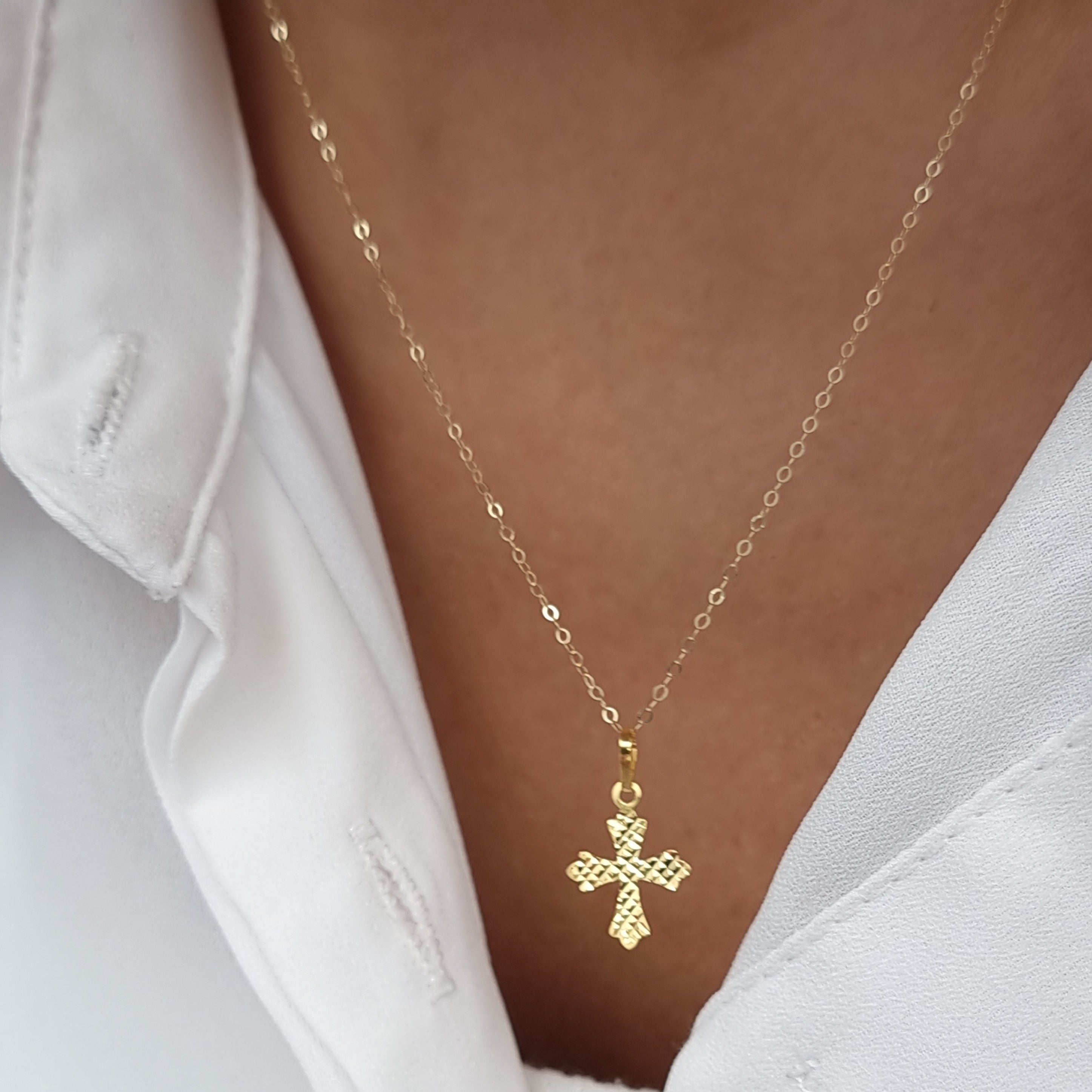 18K Pure Gold Cross Necklace