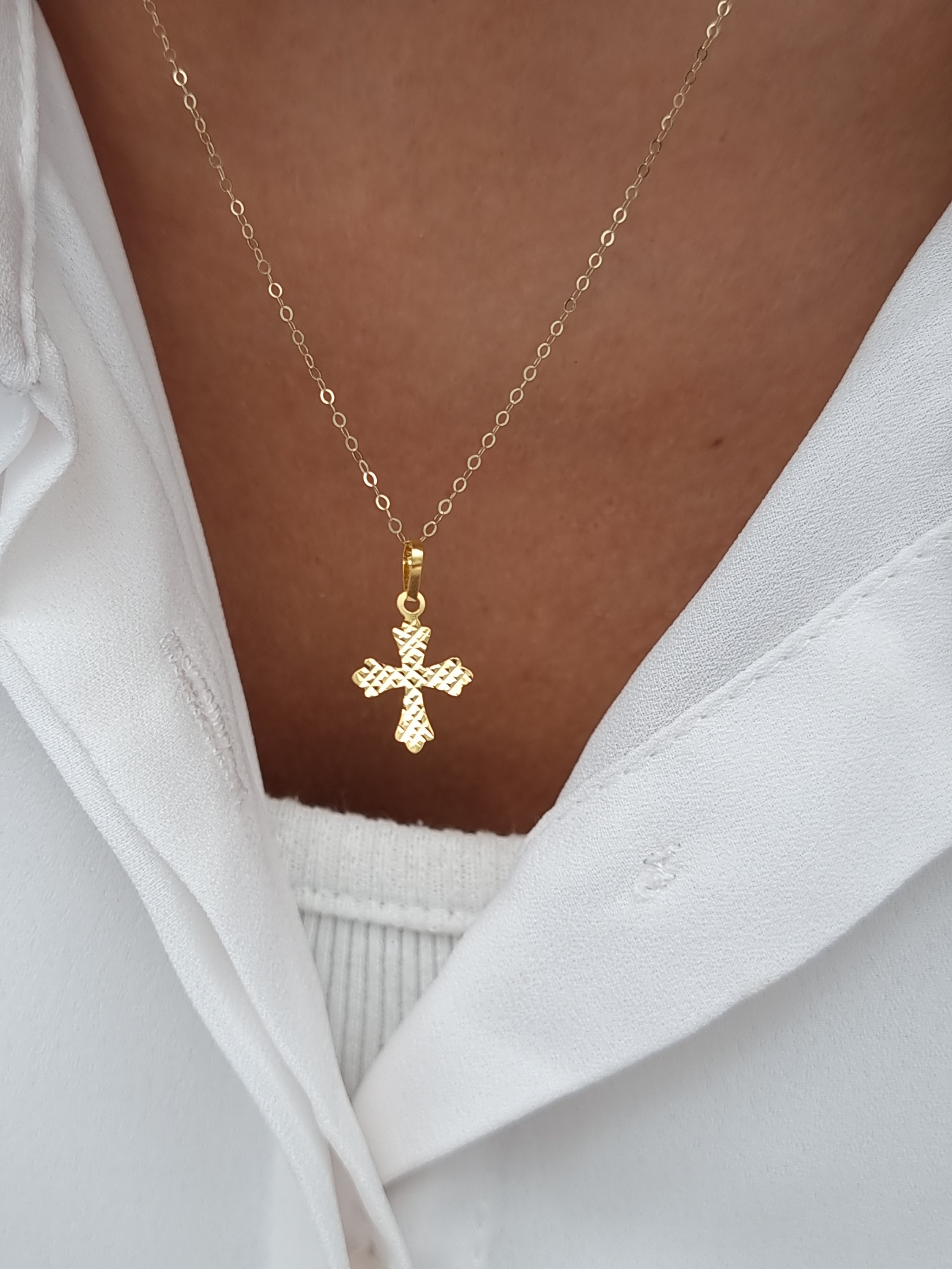 18K Pure Gold Cross Necklace