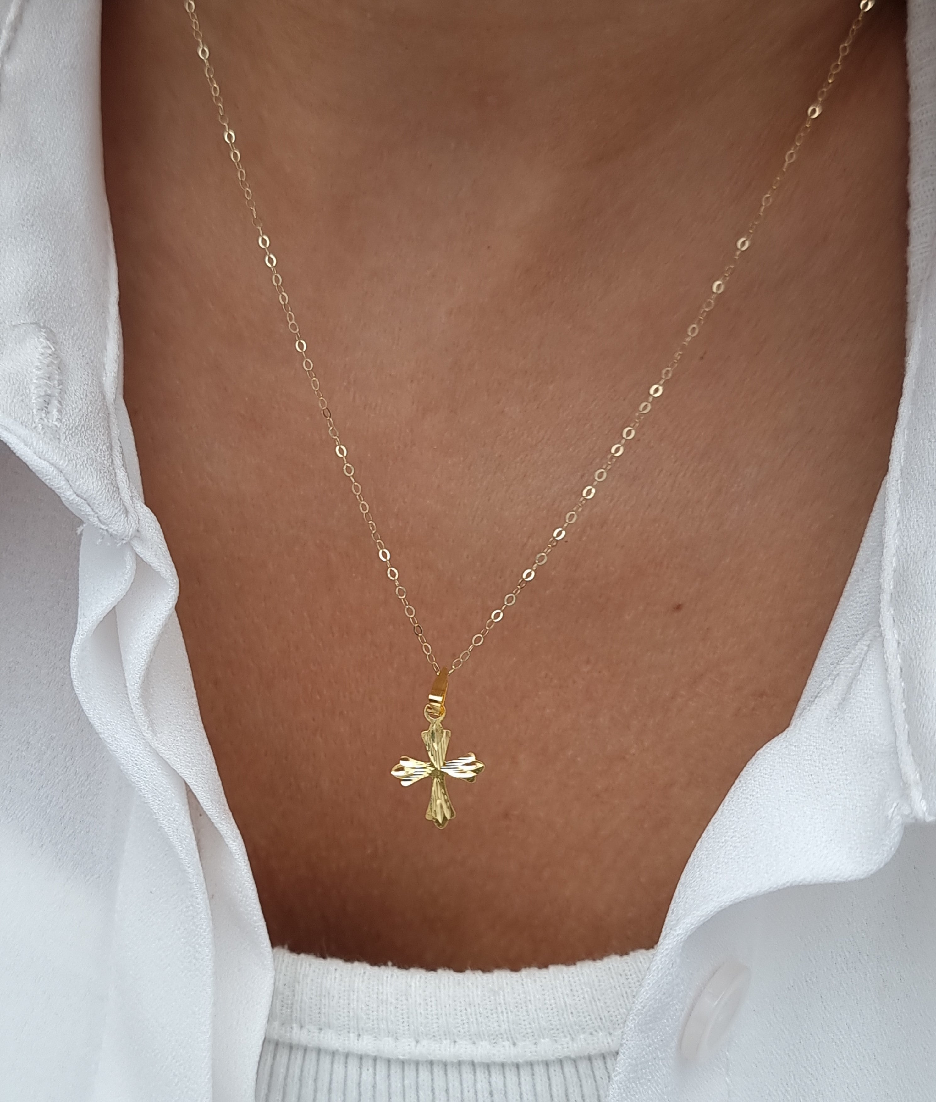 18K Pure Gold Cross Necklace