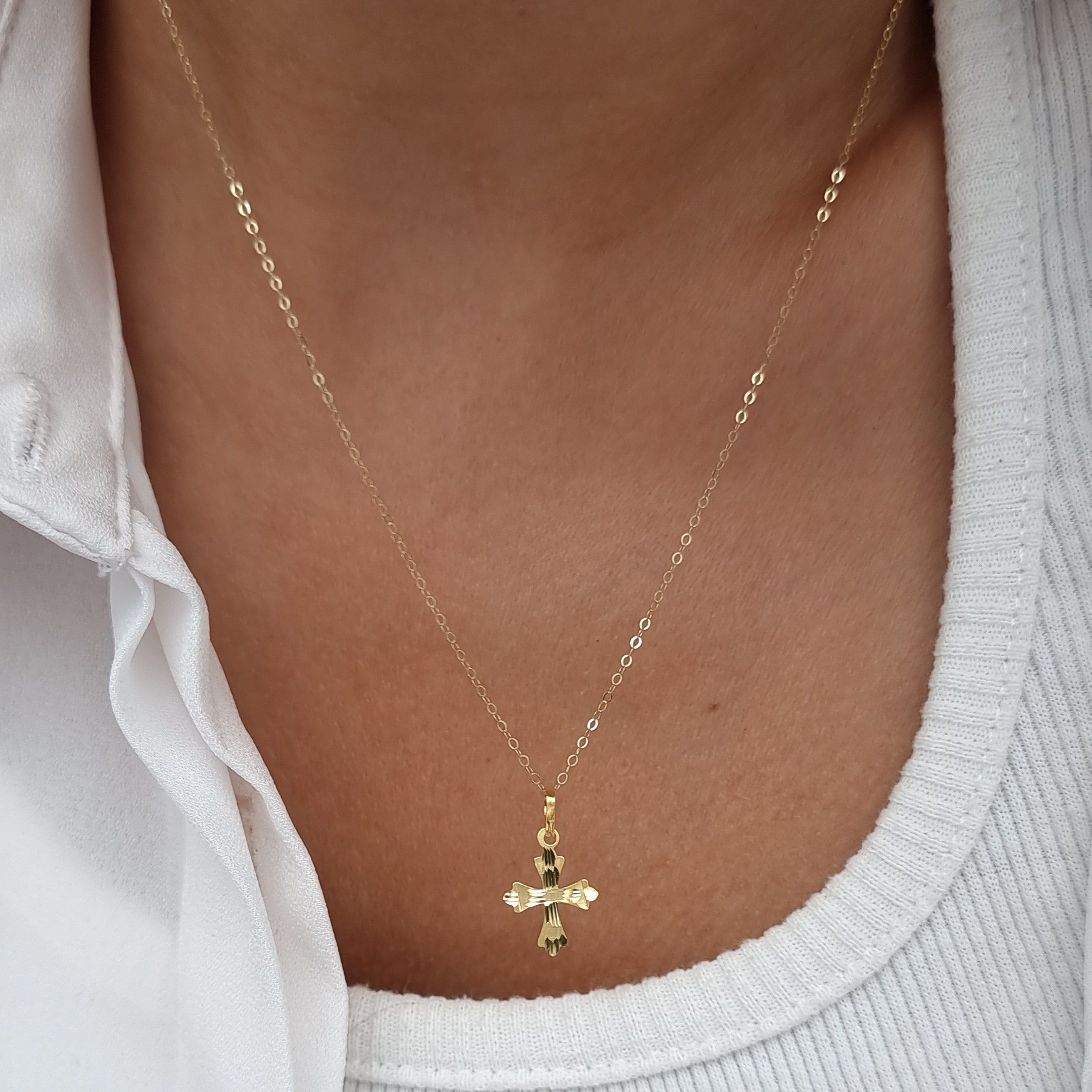 18K Pure Gold Cross Necklace