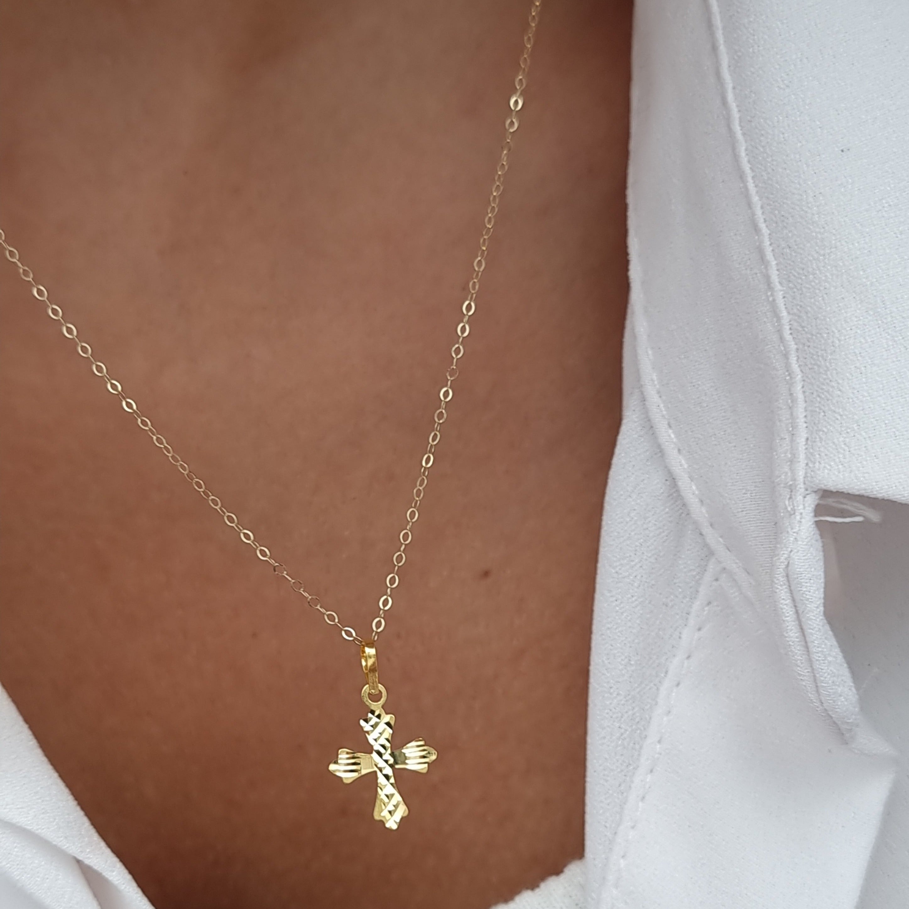 18K Pure Gold Cross Necklace