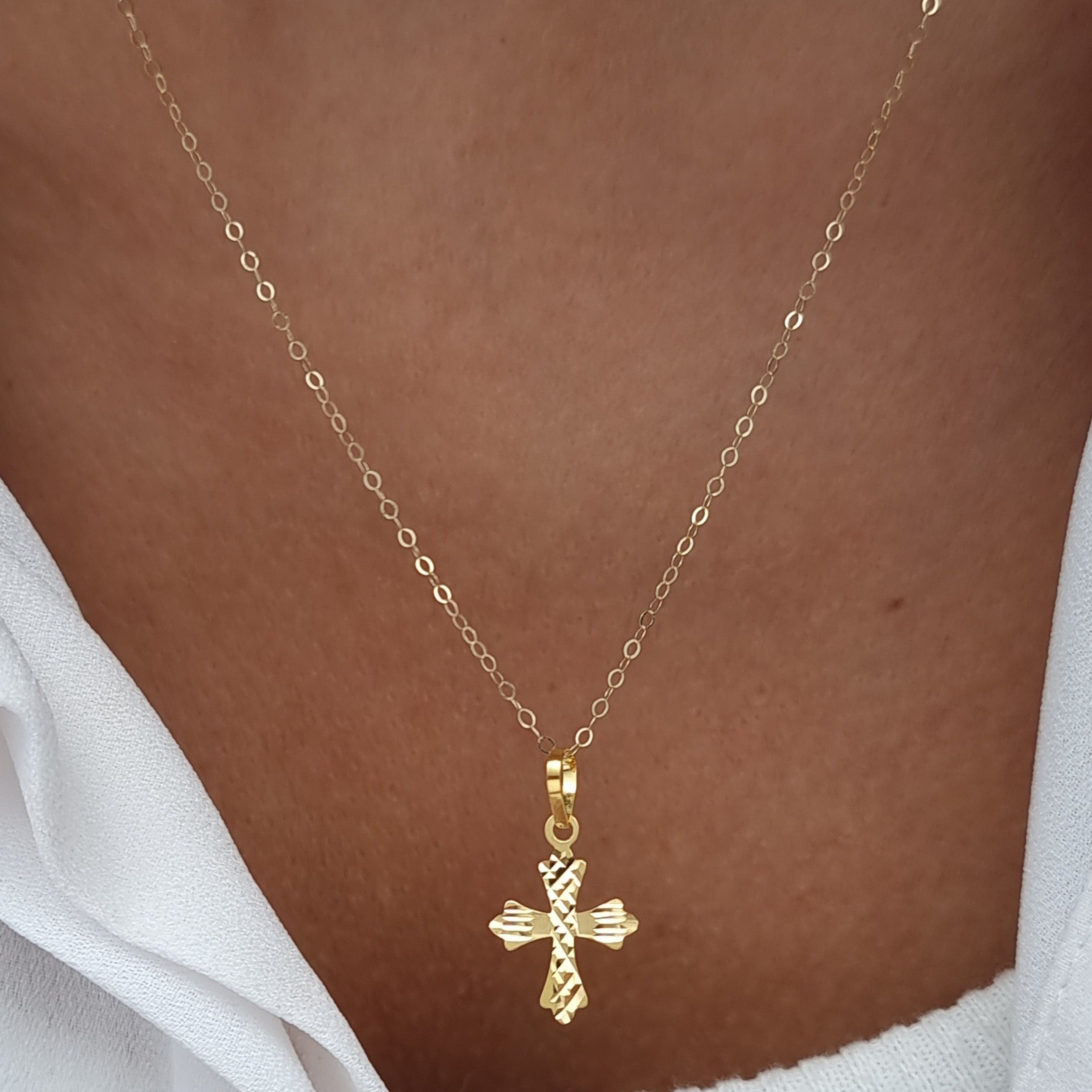 18K Pure Gold Cross Necklace