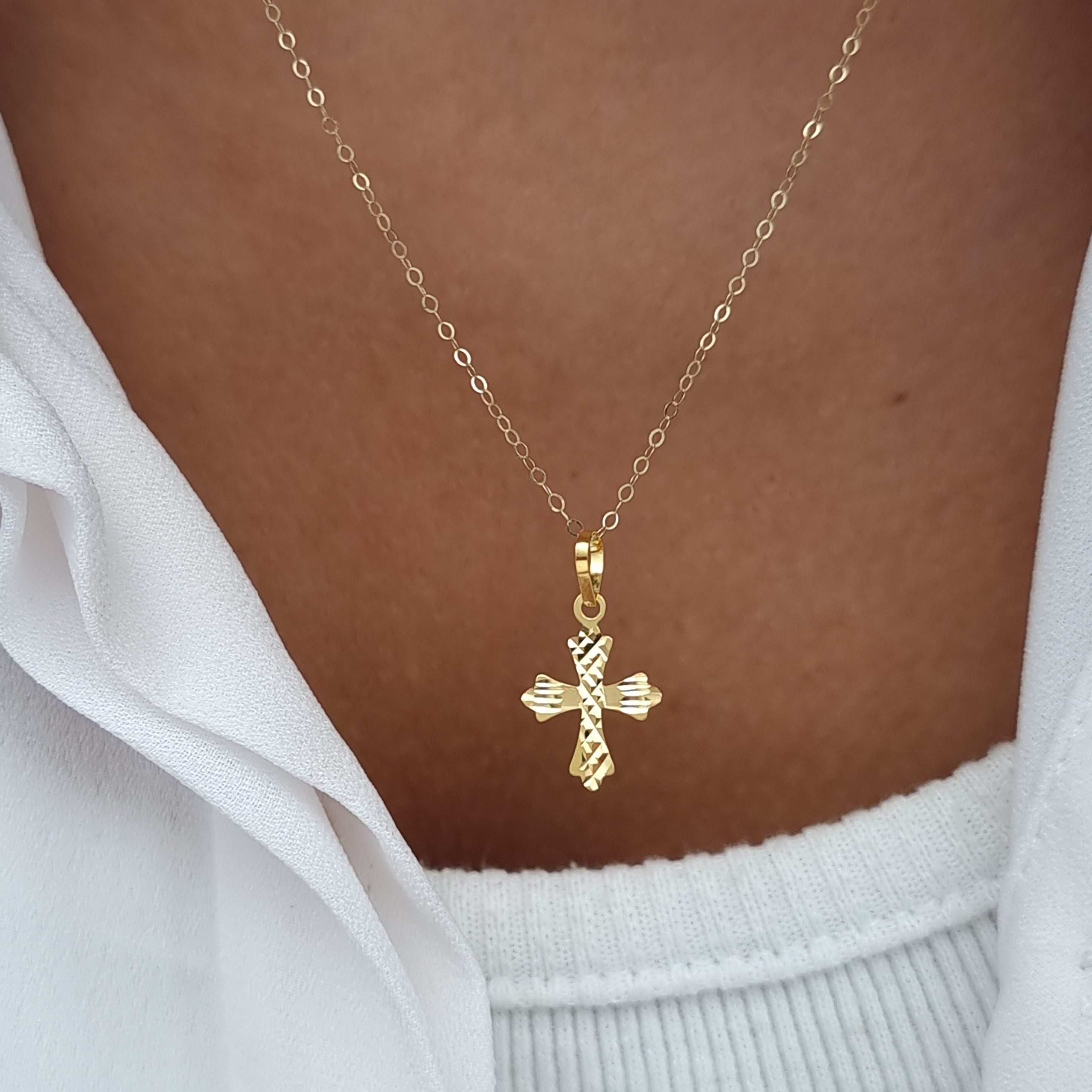 18K Pure Gold Cross Necklace