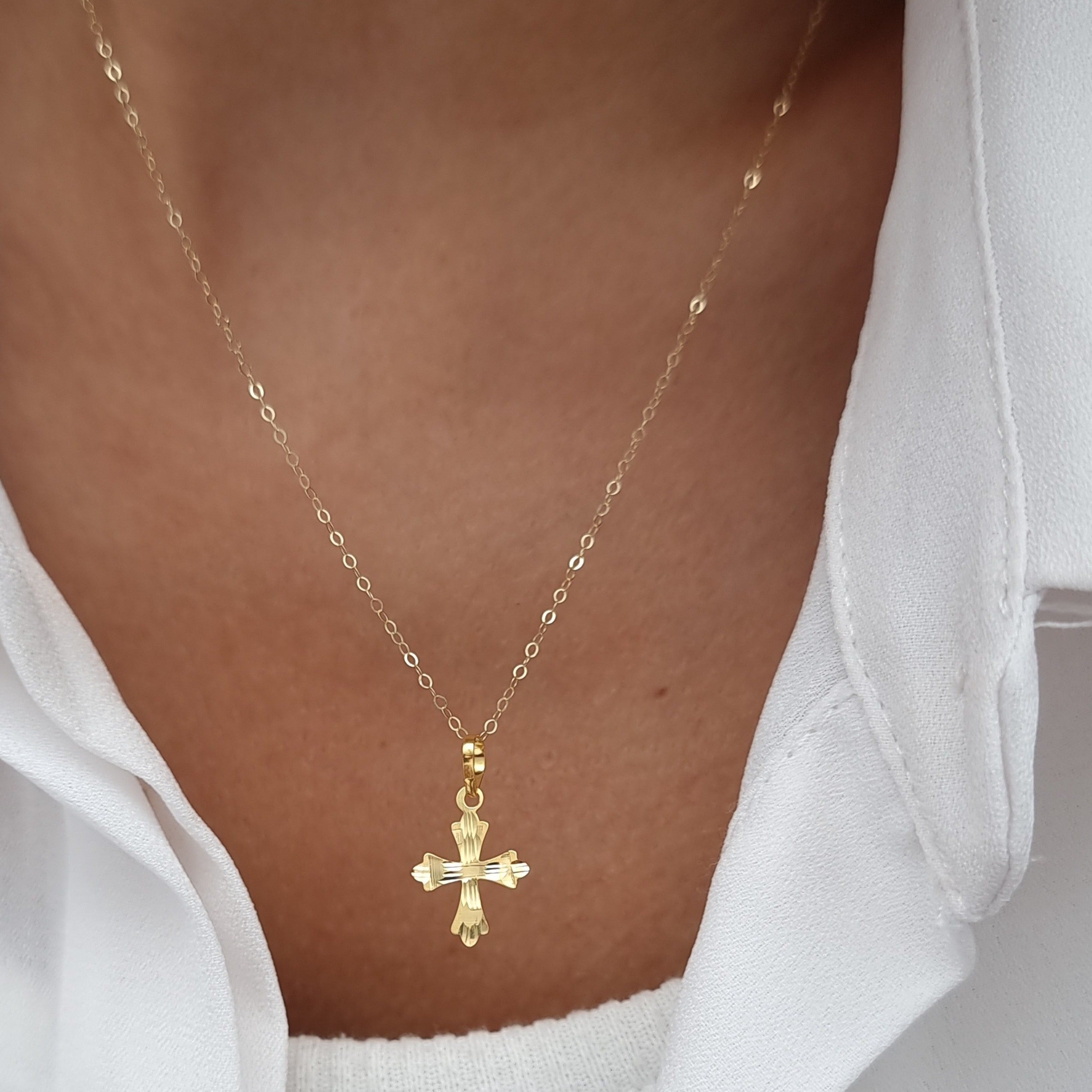 18K Pure Gold Cross Necklace