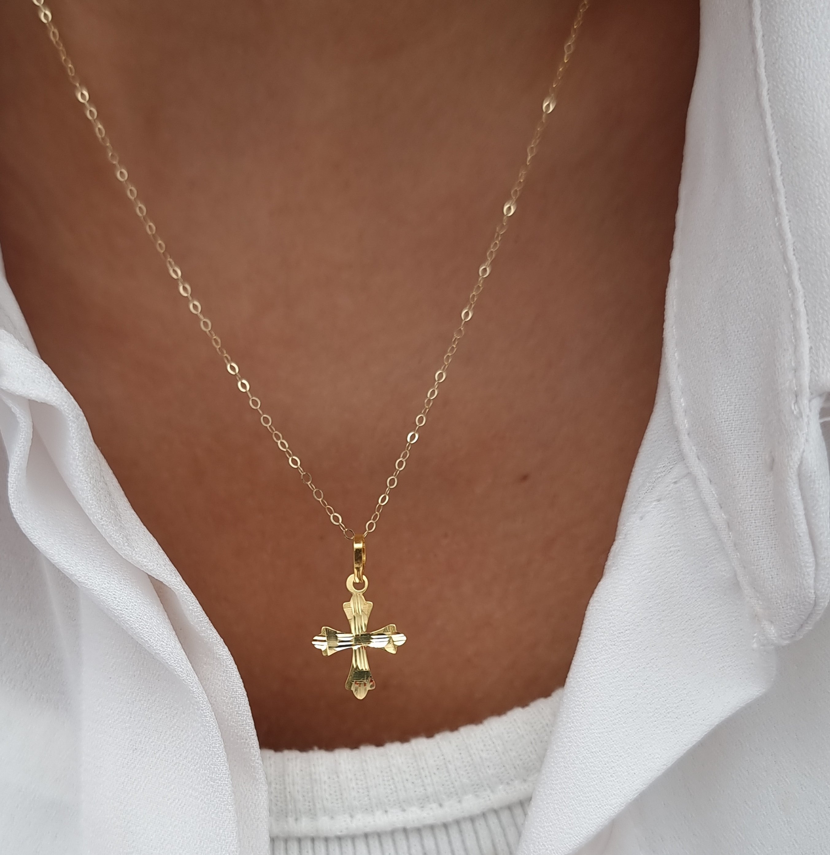 18K Pure Gold Cross Necklace