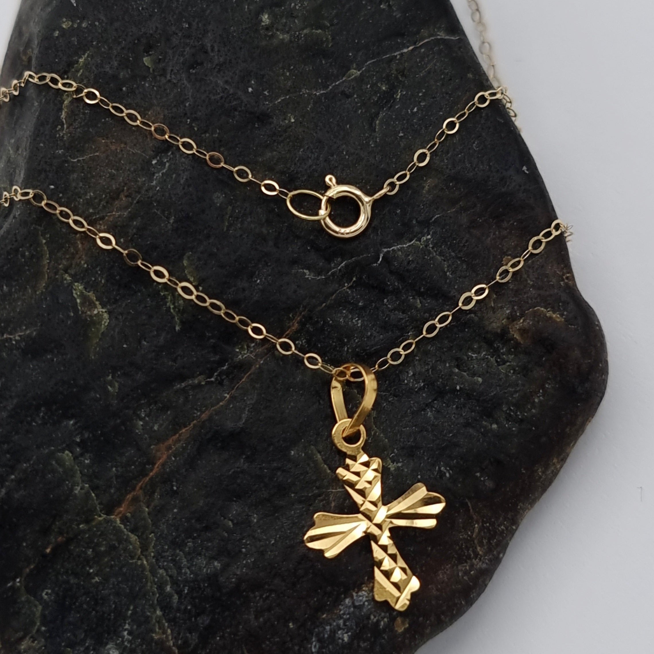 18K Pure Gold Cross Necklace