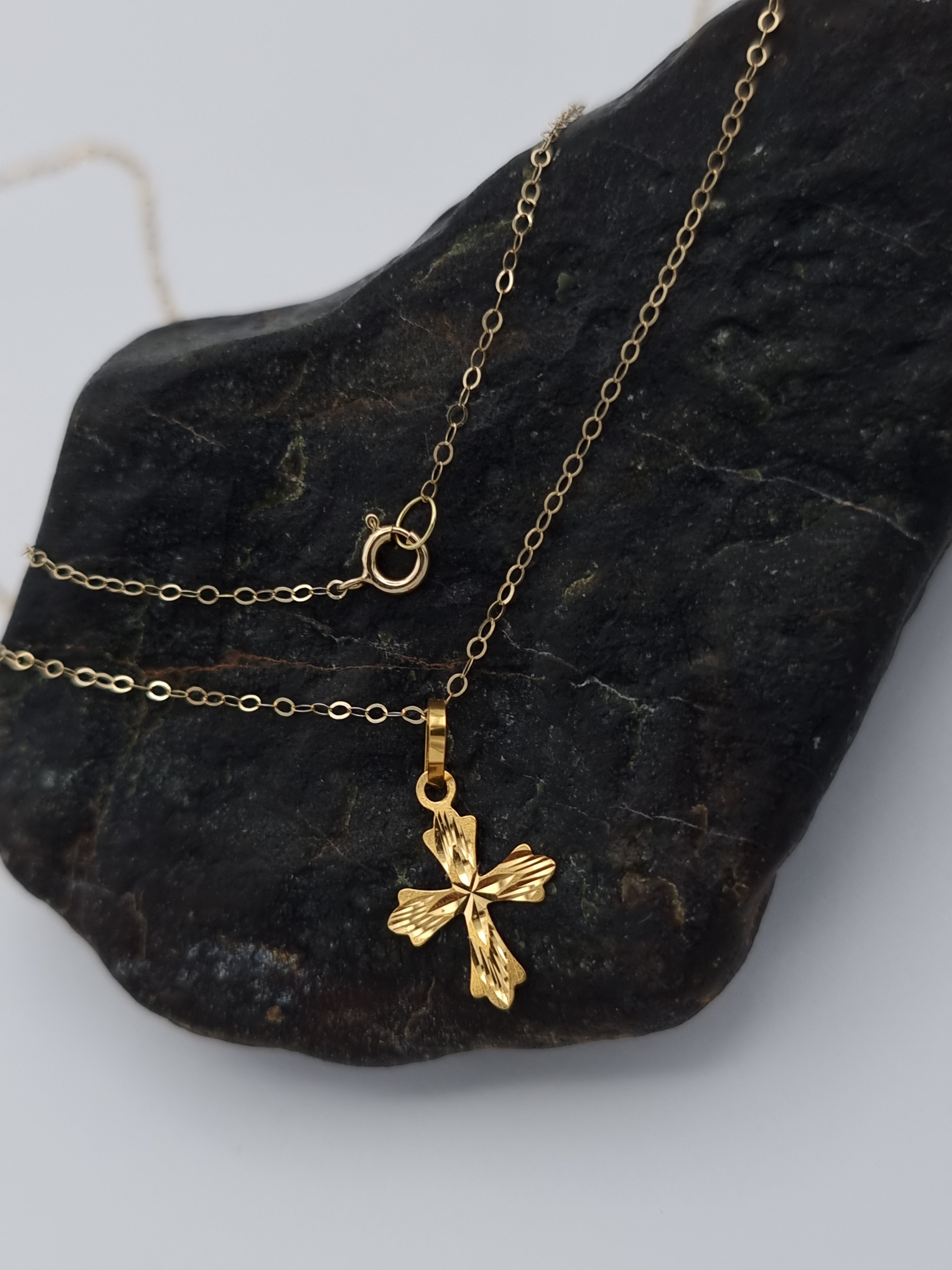 18K Pure Gold Cross Necklace