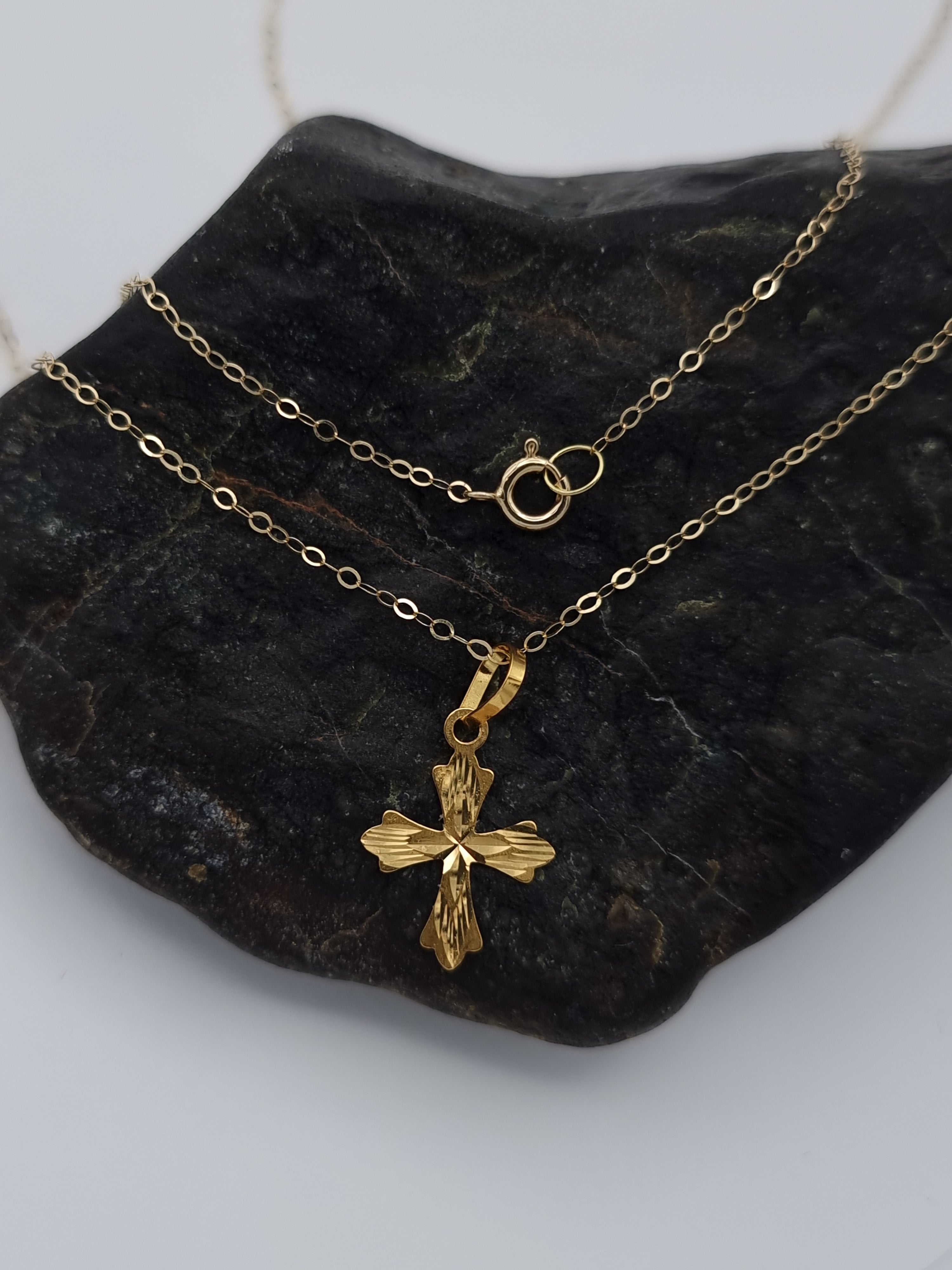 18K Pure Gold Cross Necklace