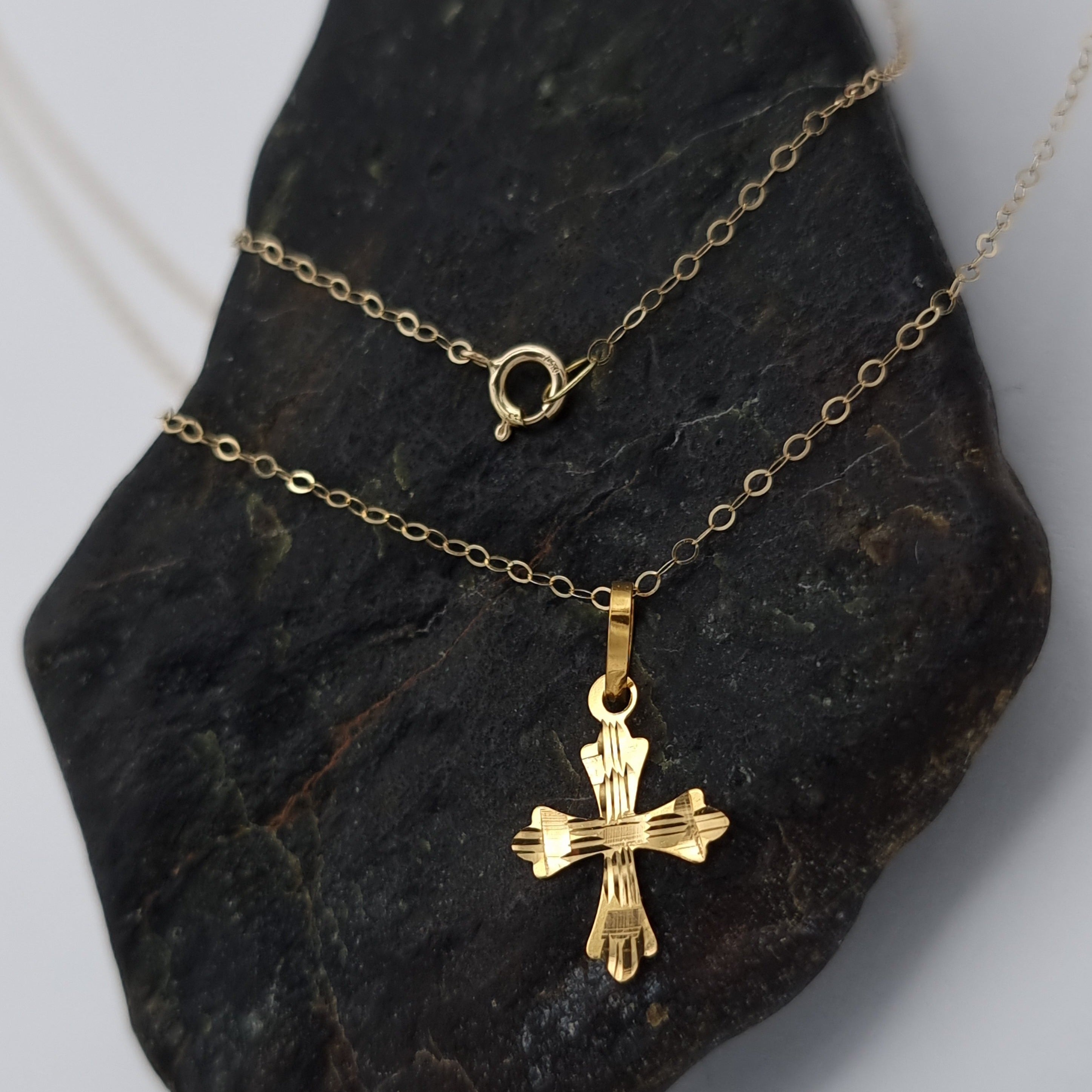 18K Pure Gold Cross Necklace