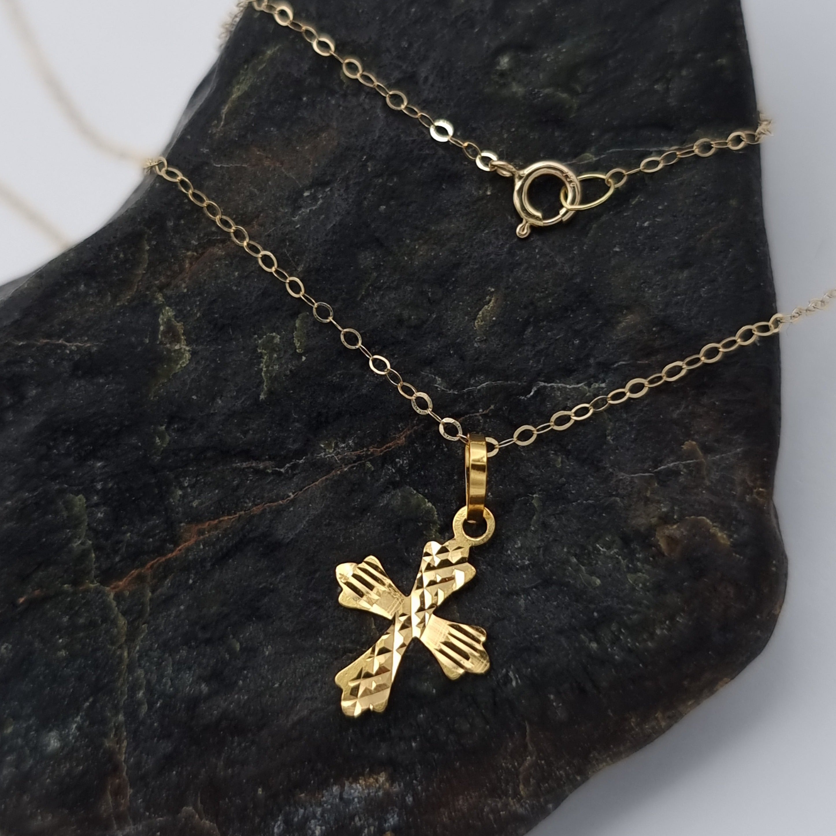 18K Pure Gold Cross Necklace