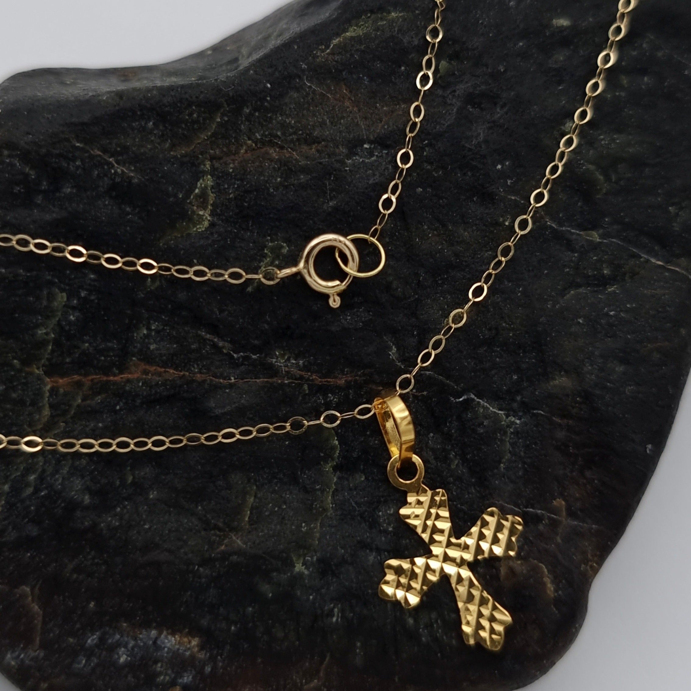 18K Pure Gold Cross Necklace